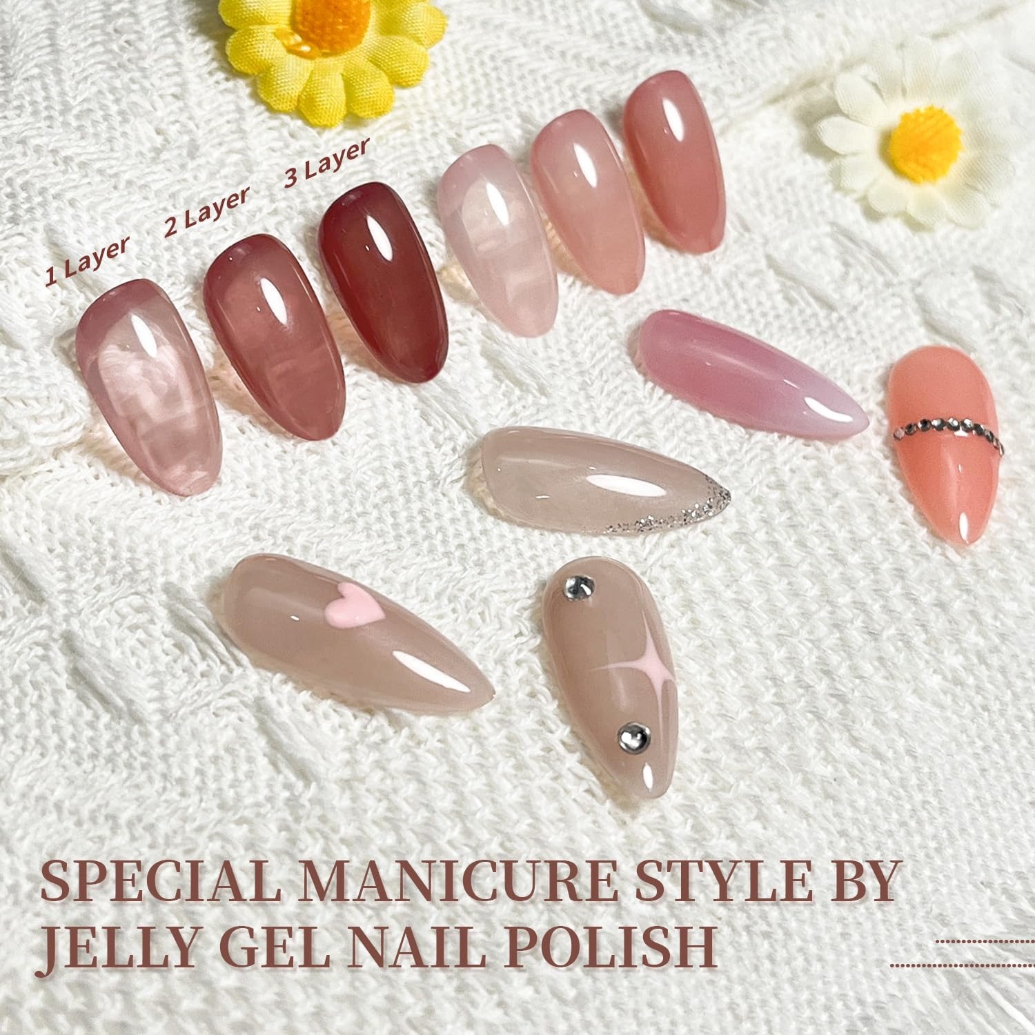 JODSONE 20 Glitter Color Gel Nail Polish Kit 3 Bottles of No Wipe Base Coat Glossy and Matte Top Coat Gel Polish Set High Shine Gorgeous(20color-Jelly-set) - view 4