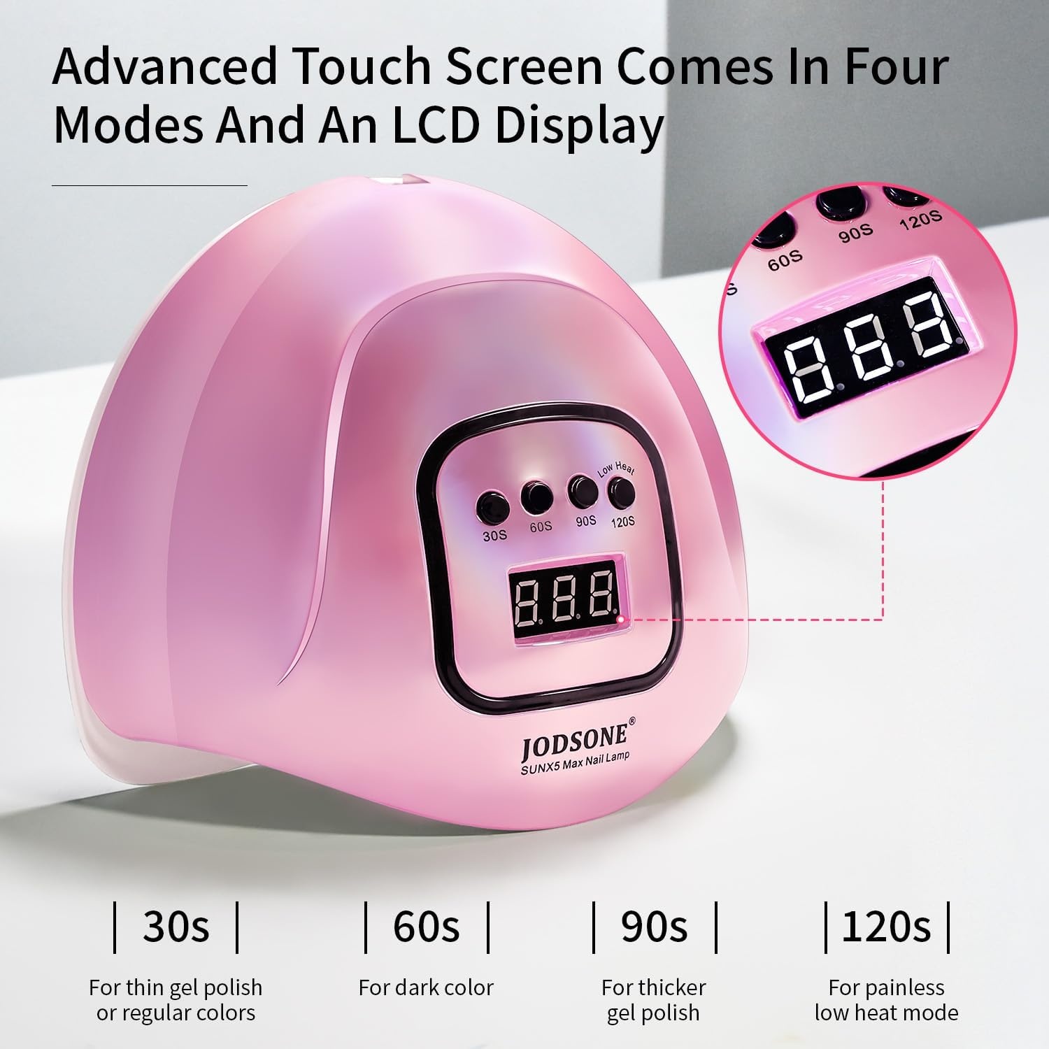 JODSONE U V LED Nail Lamp with Base Coat Top Coat Set, Nail Dryer for Gel Polish for Nails with Automatic Sensor & 4 Timers(M002)