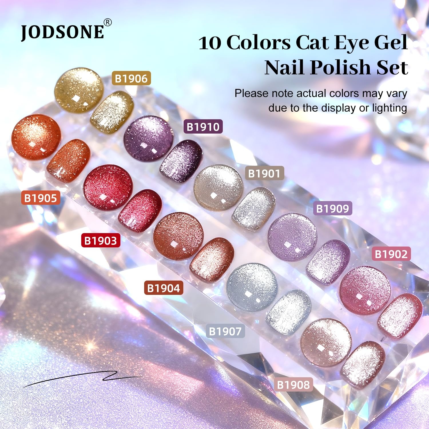 JODSONE Gel Nail Set 20+3 Colors High Shine Gorgeous Gel Polish Base Top Matte Coat Nice Gifts Show Charm(10Color-CE-B)