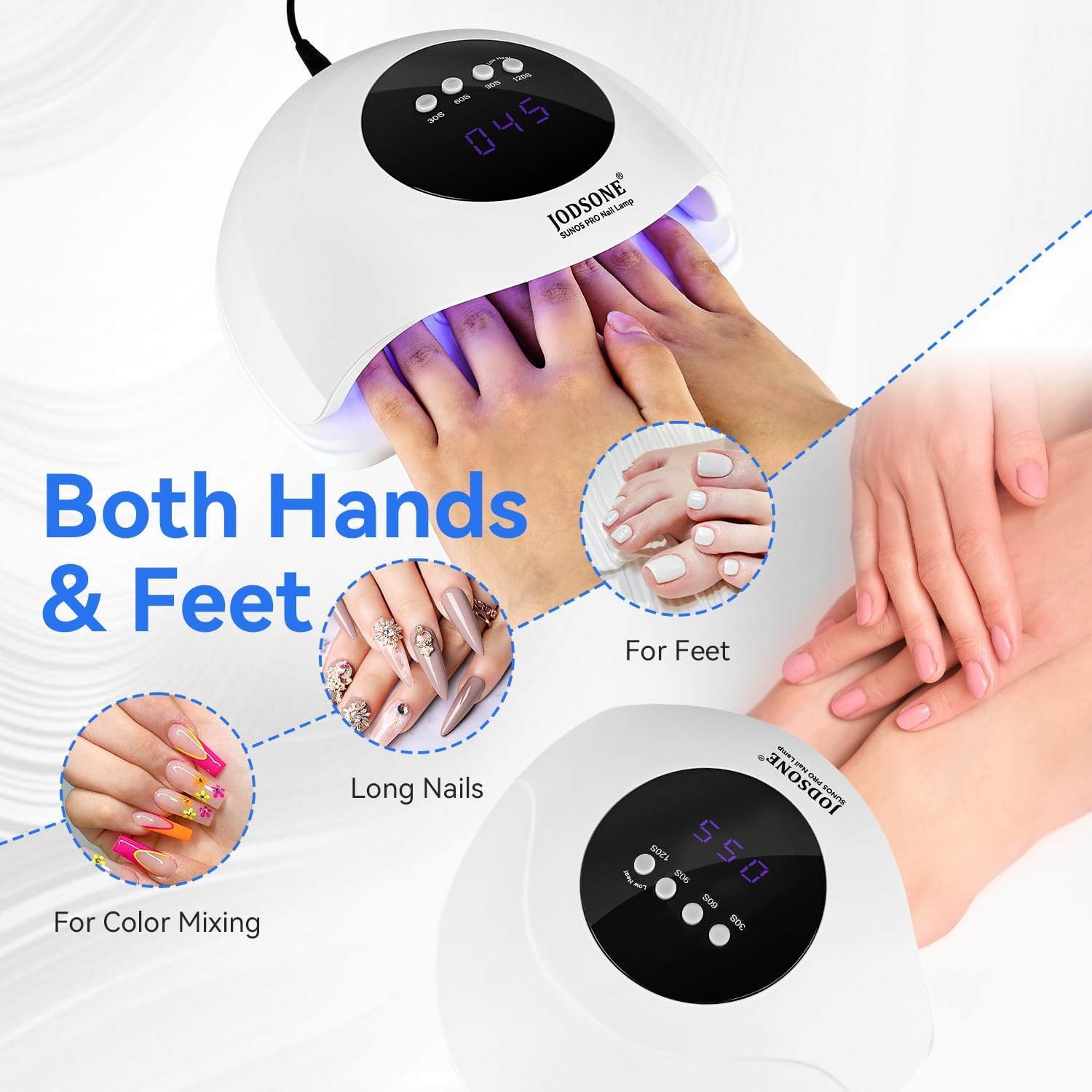 JODSONE U V LED Nail Lamp with Base Coat Top Coat Set, Nail Dryer for Gel Polish for Nails with Automatic Sensor & 4 Timers(M006) - view 5