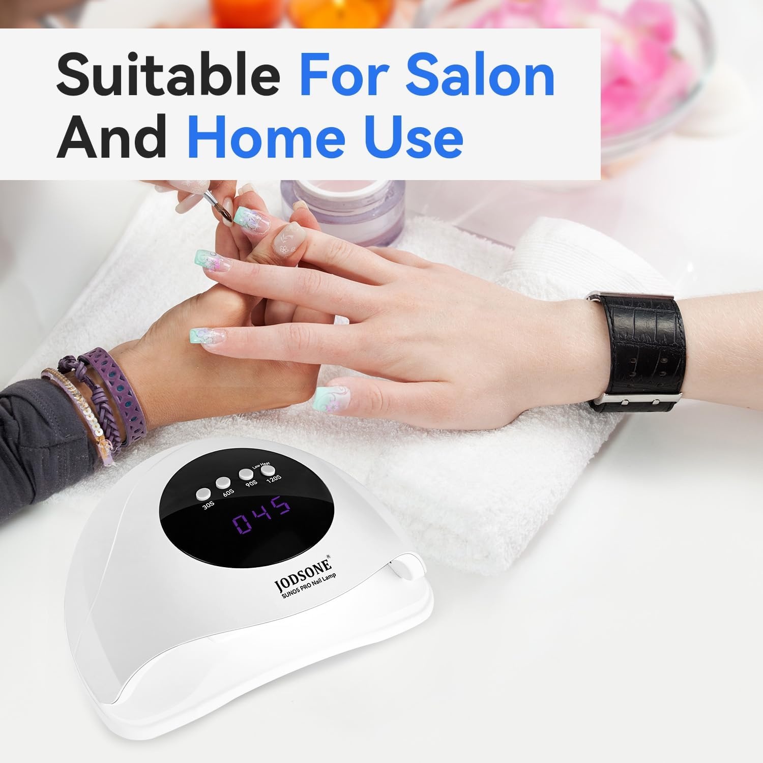 JODSONE U V LED Nail Lamp with Base Coat Top Coat Set, Nail Dryer for Gel Polish for Nails with Automatic Sensor & 4 Timers(M006) - view 7