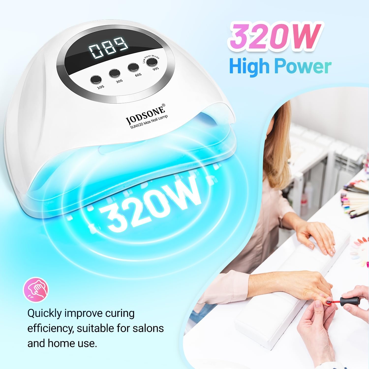 JODSONE U V LED Nail Lamp with Base Coat Top Coat Set, Nail Dryer for Gel Polish for Nails with Automatic Sensor & 4 Timers(M009)