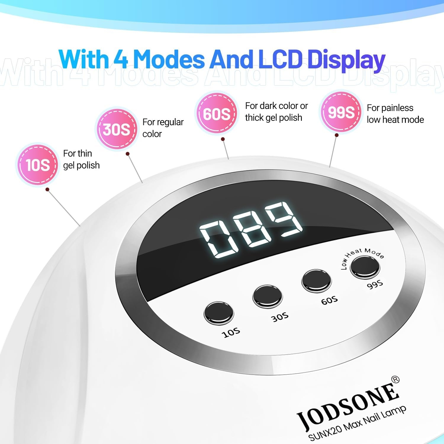 JODSONE U V LED Nail Lamp with Base Coat Top Coat Set, Nail Dryer for Gel Polish for Nails with Automatic Sensor & 4 Timers(M009) - view 2