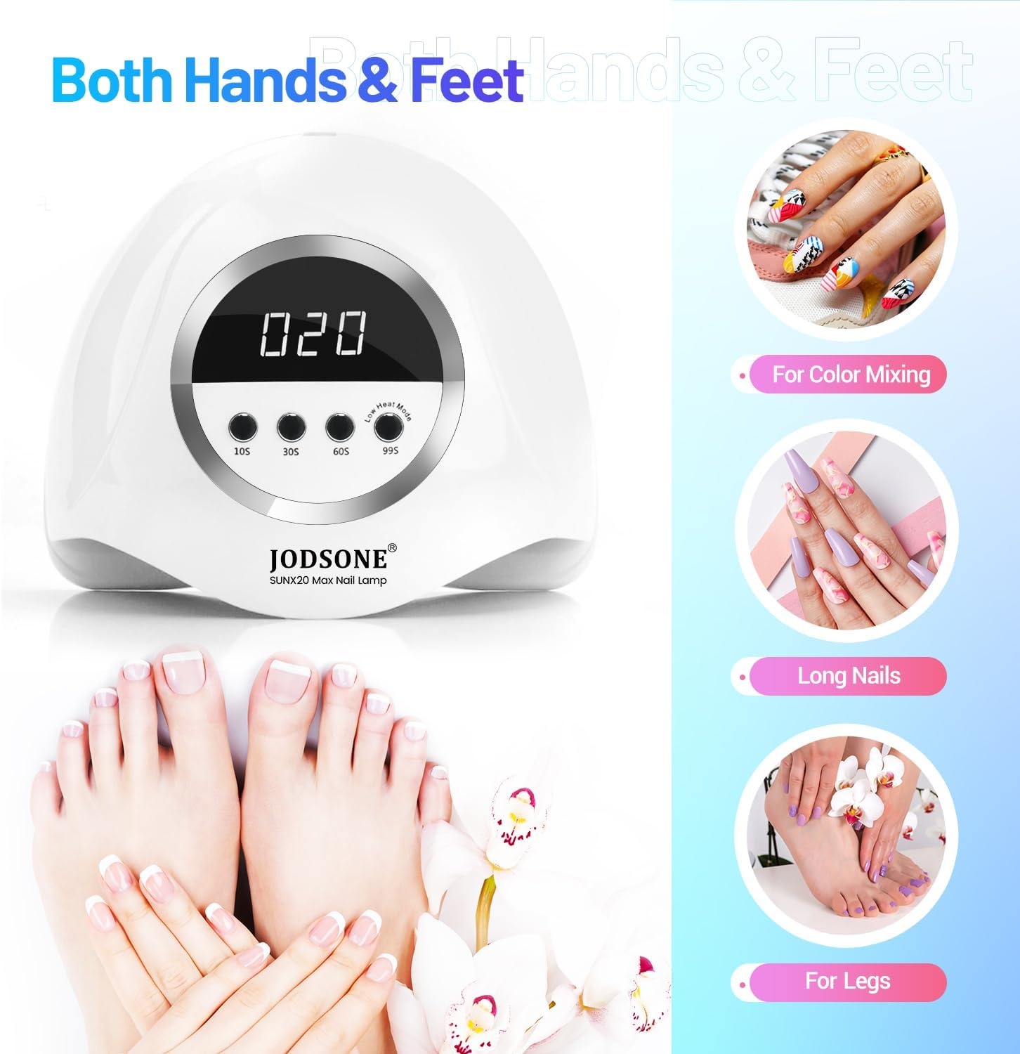 JODSONE U V LED Nail Lamp with Base Coat Top Coat Set, Nail Dryer for Gel Polish for Nails with Automatic Sensor & 4 Timers(M009) - view 6
