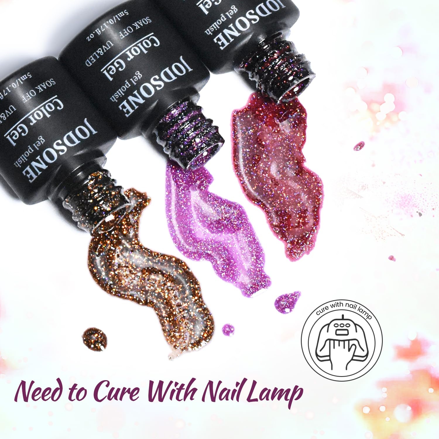 JODSONE 20 Glitter Color Gel Nail Polish Kit 3 Bottles of No Wipe Base Coat Glossy and Matte Top Coat Gel Polish Set High Shine Gorgeous(20color set 12) - view 6