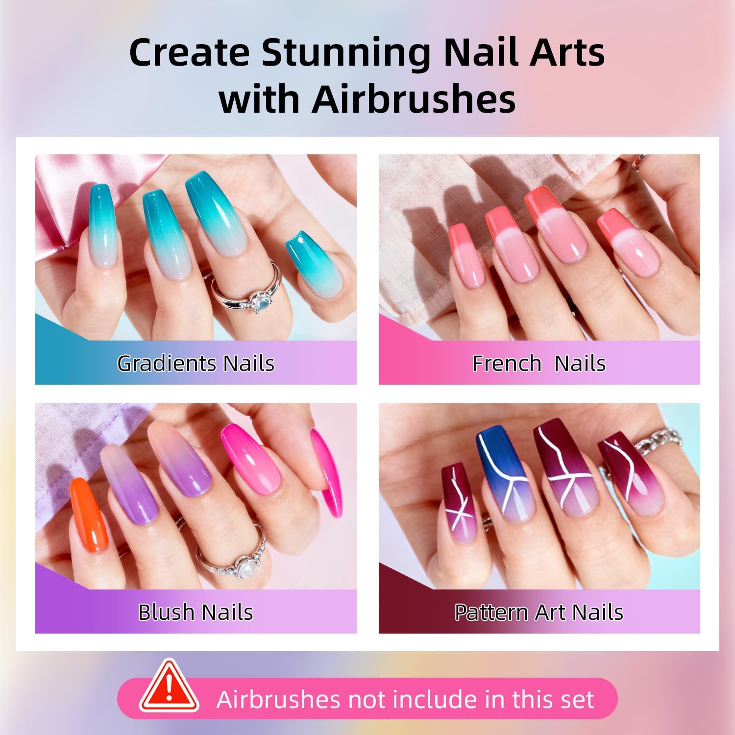 JODSONE 20 Colors Airbrush Gel Nail Polish Set for Nail Gradients No Dilution Fine Mist Nail Gel Nail Polish DIY Various Patterns Nail Art Nail Art Design Salon Kit Girls Gift(20Color-Airbrush-5) - view 4