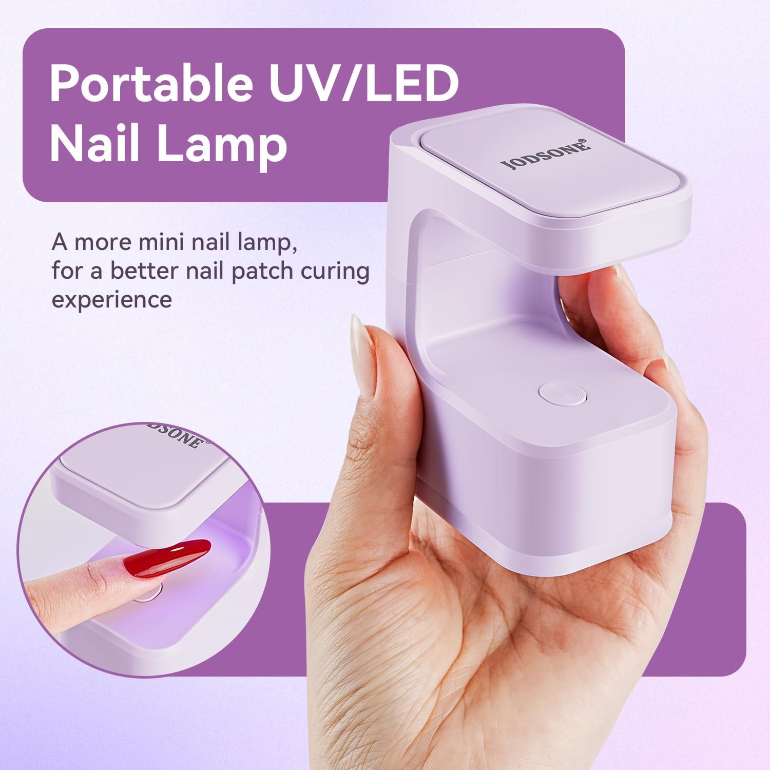 JODSONE U V Mini Nail Lamp Rechargeable with Timer Cordless Portable LED Light for Fast Curing Gel Polish(Q6-purple) - view 2