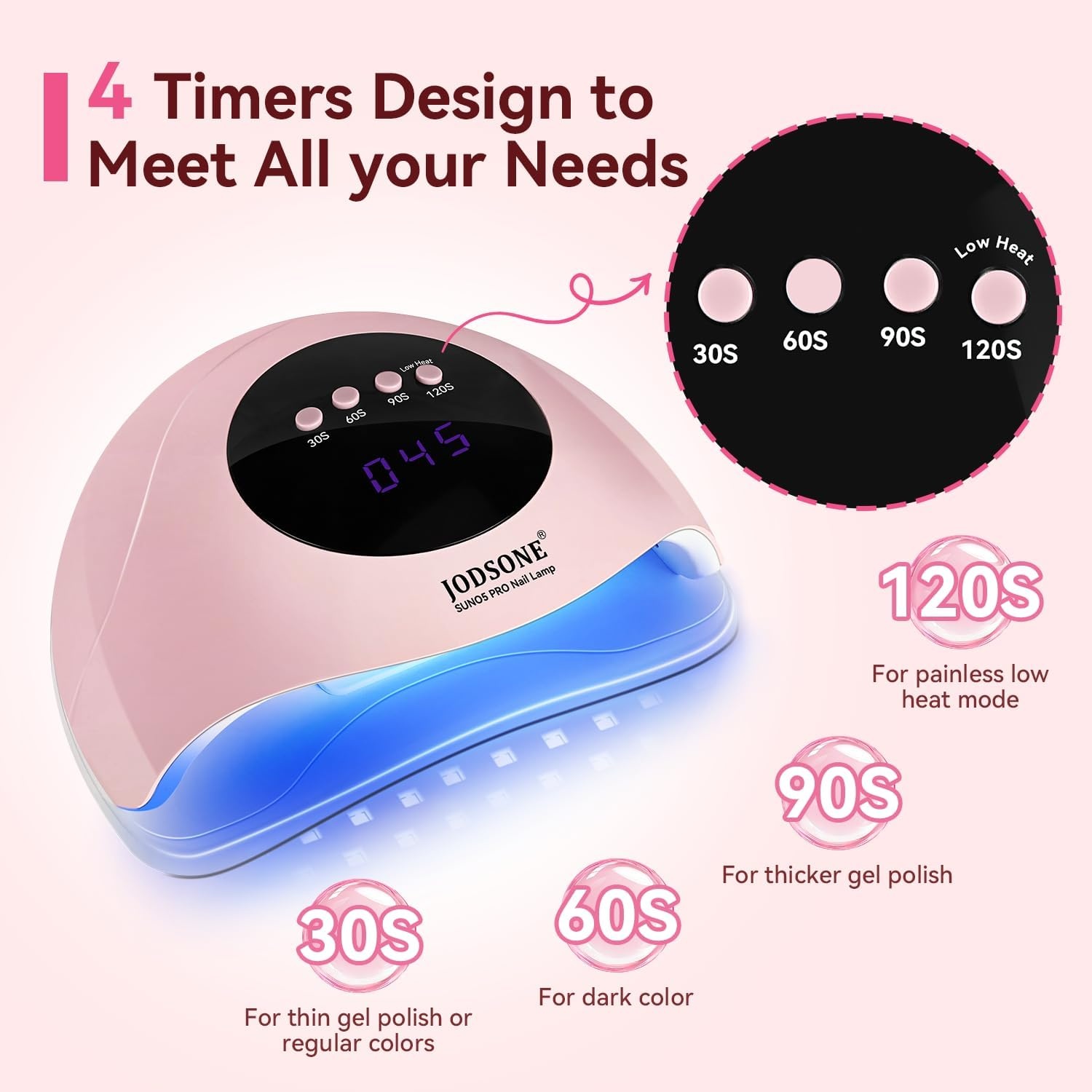 JODSONE U V LED Nail Lamp Blue Gel Polish Nail Dryer with Smart Auto Sensor 4 Timing Modes Fast Curing Suitable for Home and Salon(M008)