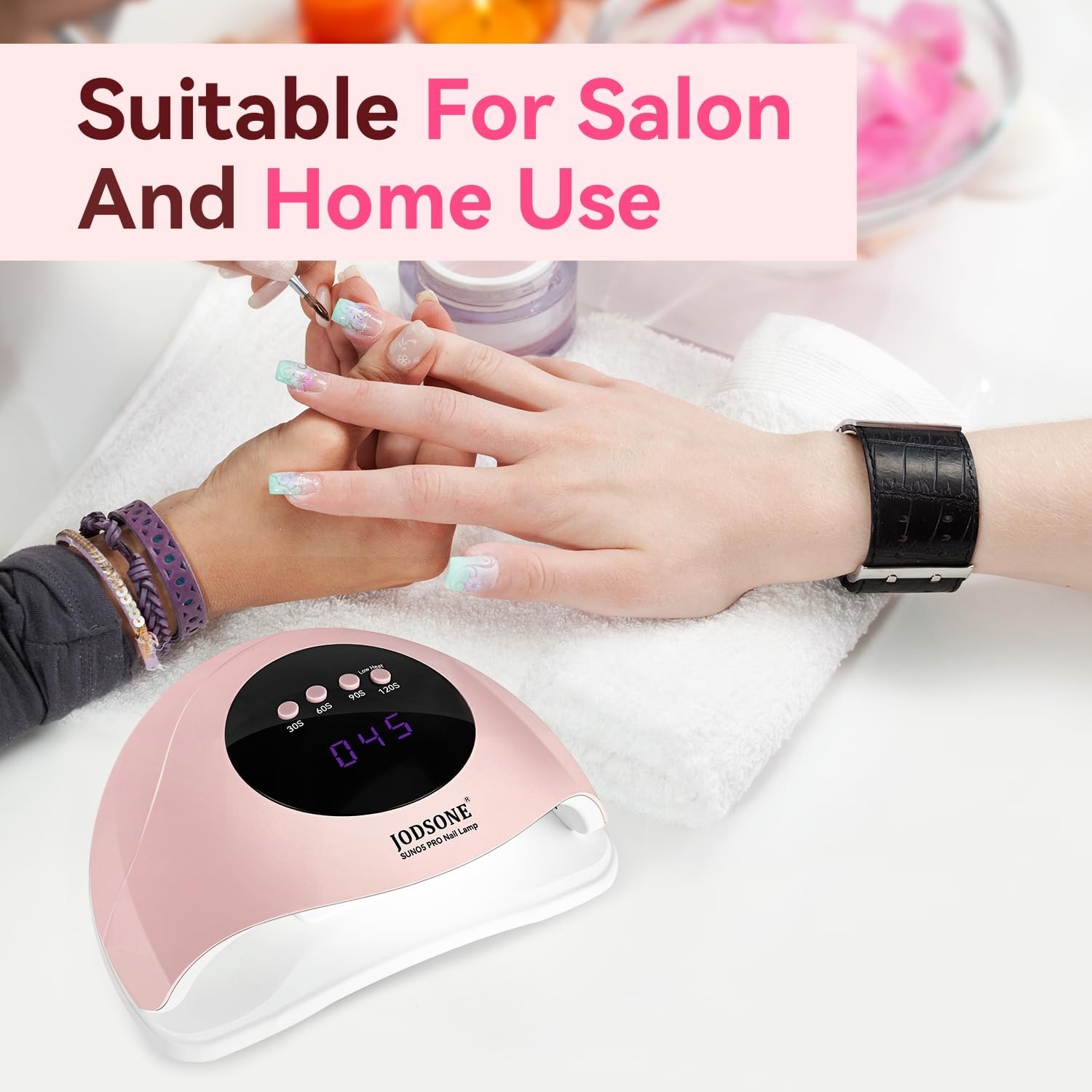 JODSONE U V LED Nail Lamp Blue Gel Polish Nail Dryer with Smart Auto Sensor 4 Timing Modes Fast Curing Suitable for Home and Salon(M008) - view 7