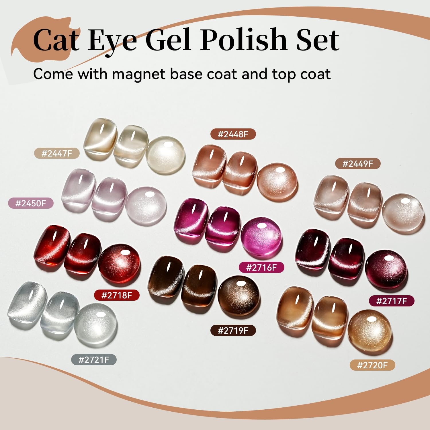 JODSONE Gel Nail Set 20+3 Colors High Shine Gorgeous Gel Polish Base Top Matte Coat Nice Gifts Show Charm(10Color-CE-01)