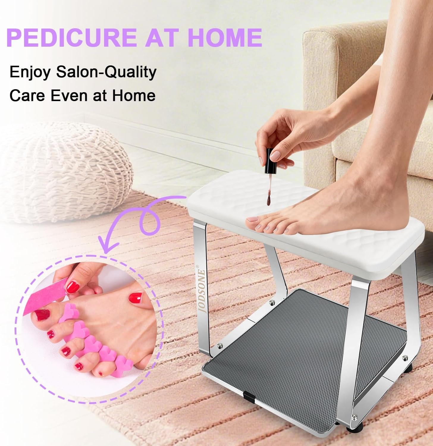 JODSONE Pedicure Foot Rest for Nails Tech with Soft Cushion,Pedicure Stool,Nail Stand,Detachable Stainless Manicure Foot Rest for Home and Salon Use Pedicure Station - view 3