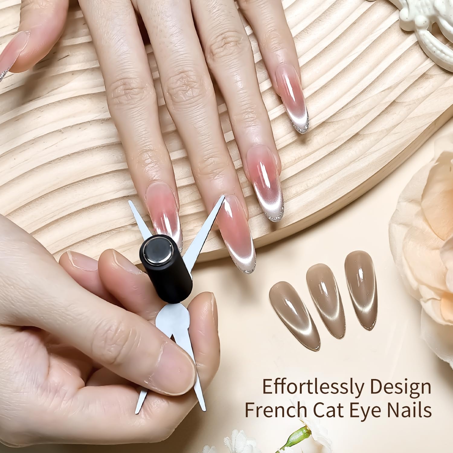 JODSONE 16.5ml Cat Eye Gel Nail Polish Silver Glitter Magnetic Reflective Translucent Need U V Curing(French Cat Eye Magnet) - view 2