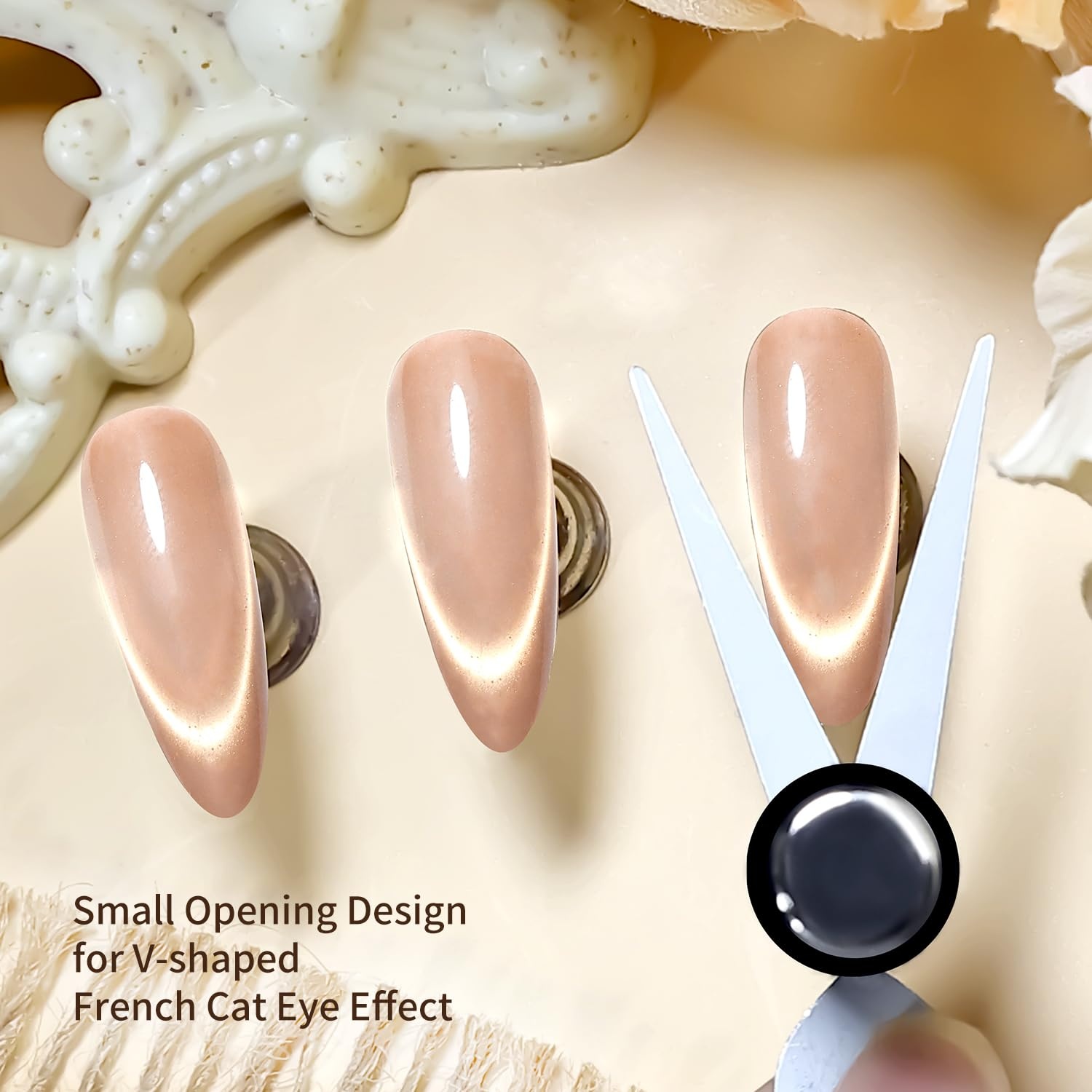 JODSONE 16.5ml Cat Eye Gel Nail Polish Silver Glitter Magnetic Reflective Translucent Need U V Curing(French Cat Eye Magnet) - view 4