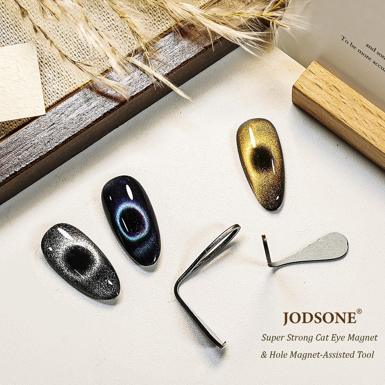 JODSONE 3-in-1 Cat-Eye Magnet Nail Art Tool,Cylindrical & Ball Magnet Pens,Flexible Multi-Effect Magnet for Cat Eye Gel Polish DIY Home Salon(Magnet Only, No Gel Included)(M04-Black Hole Cat Eye Magnet)