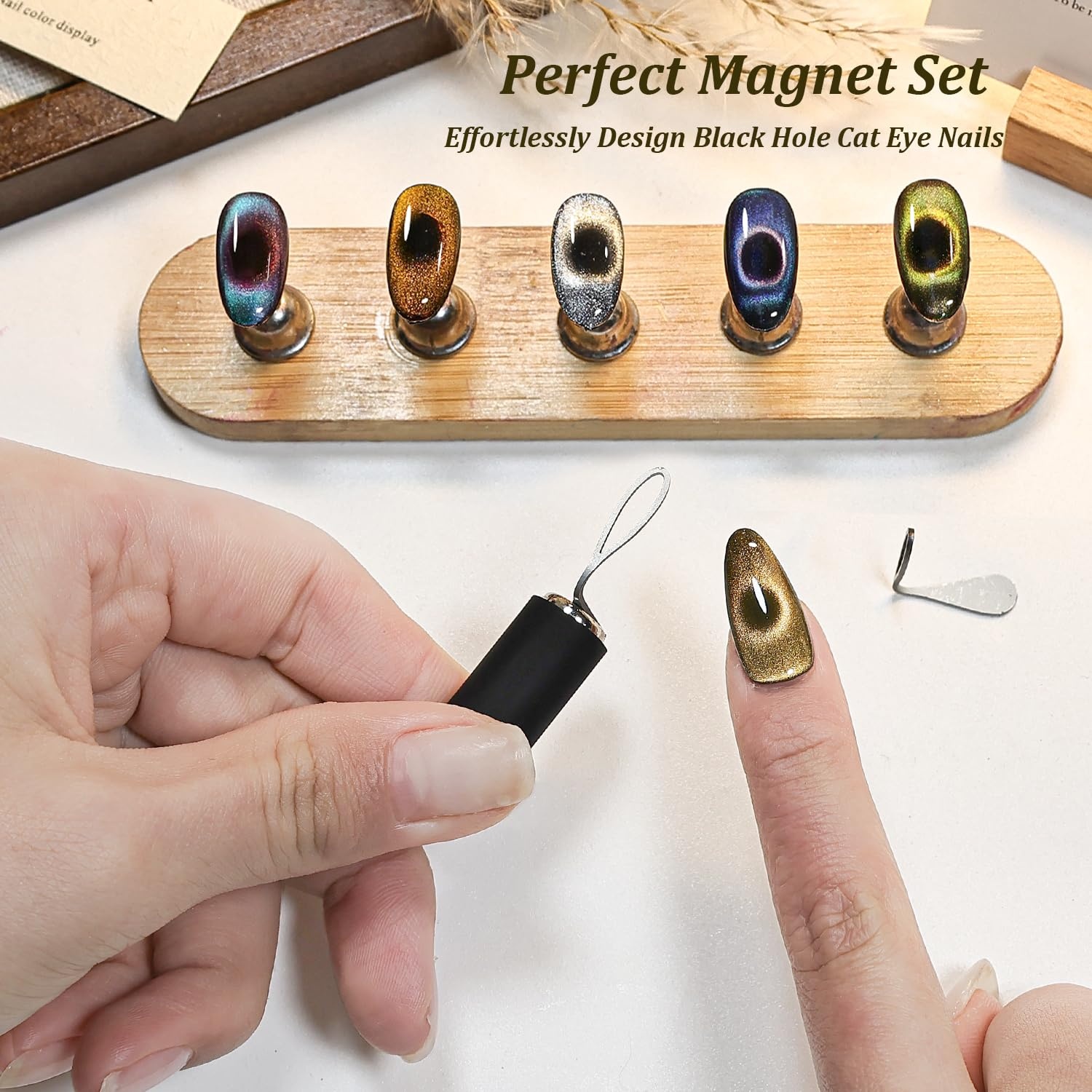 JODSONE 3-in-1 Cat-Eye Magnet Nail Art Tool,Cylindrical & Ball Magnet Pens,Flexible Multi-Effect Magnet for Cat Eye Gel Polish DIY Home Salon(Magnet Only, No Gel Included)(M04-Black Hole Cat Eye Magnet) - view 3