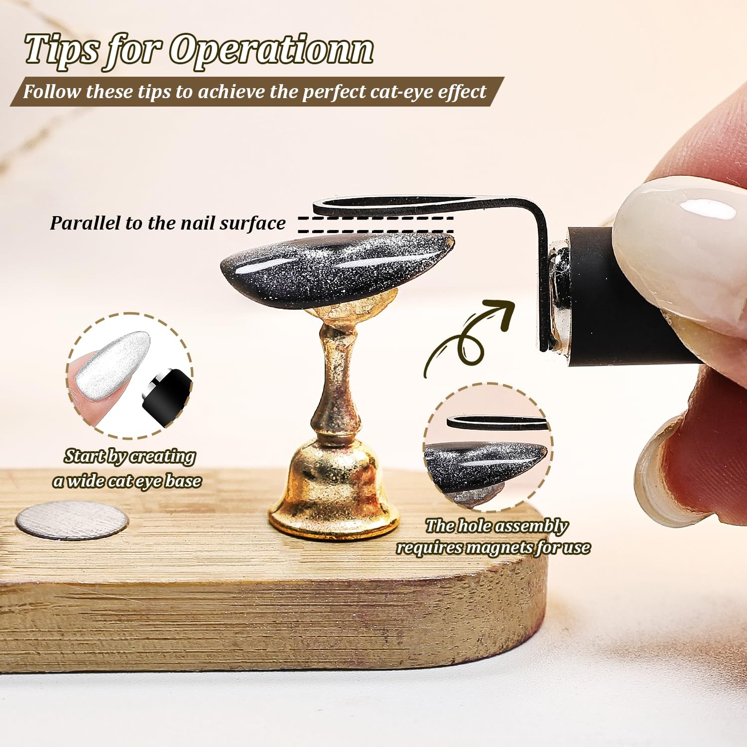 JODSONE 3-in-1 Cat-Eye Magnet Nail Art Tool,Cylindrical & Ball Magnet Pens,Flexible Multi-Effect Magnet for Cat Eye Gel Polish DIY Home Salon(Magnet Only, No Gel Included)(M04-Black Hole Cat Eye Magnet) - view 4
