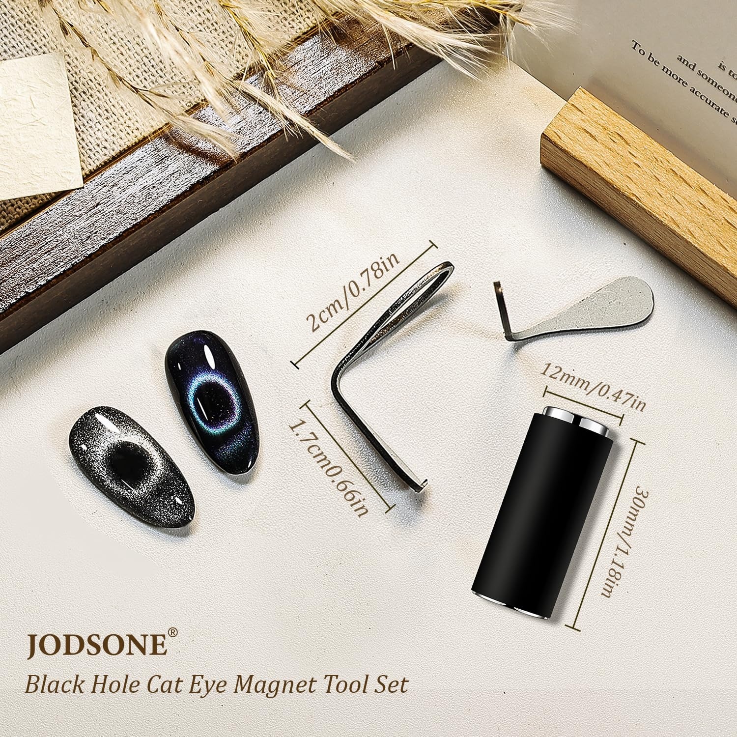 JODSONE 3-in-1 Cat-Eye Magnet Nail Art Tool,Cylindrical & Ball Magnet Pens,Flexible Multi-Effect Magnet for Cat Eye Gel Polish DIY Home Salon(Magnet Only, No Gel Included)(M04-Black Hole Cat Eye Magnet) - view 7