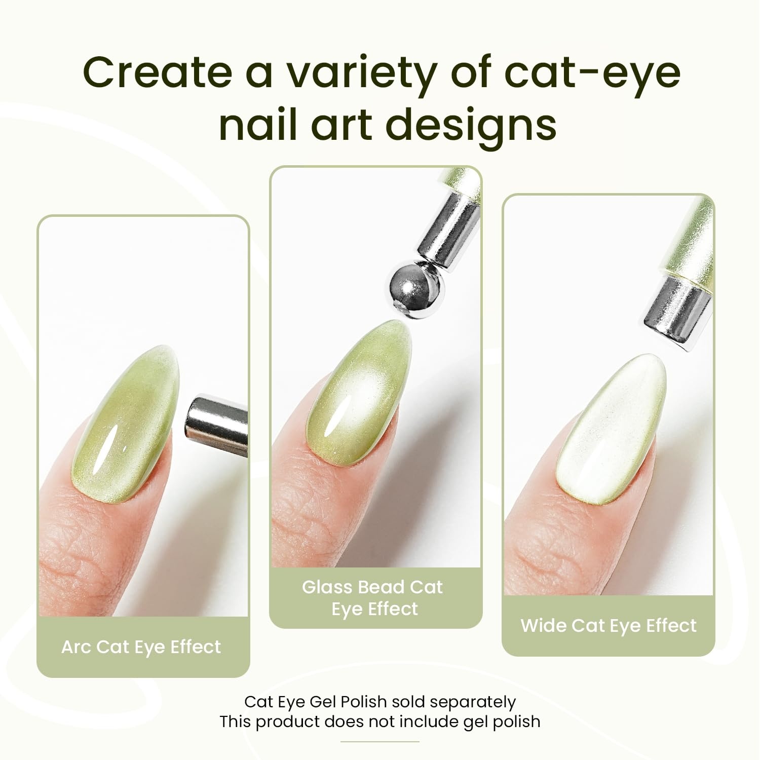 JODSONE 3-in-1 Cat Eye Magnet Nail Art Tool,Purple Cylindrical & Round Ball Nail Magnet Pens, Multi-Effect Magnets for Cat Eye Gel Polish DIY at Home Salon(Green) - view 2