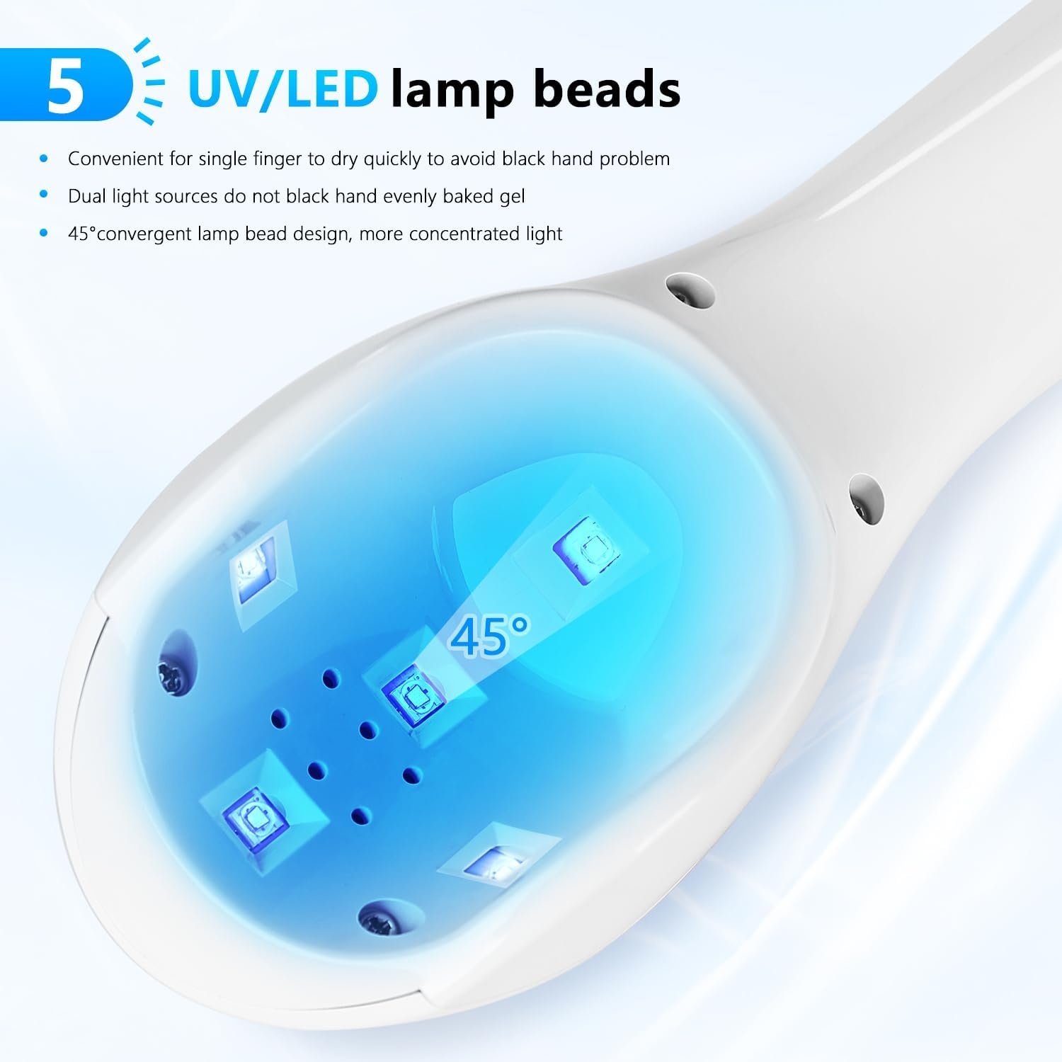 JODSONE Cordless Mini U V Portable Handheld Nail Lamp Rechargeable Model with LED Display Fast Drying for Home Traveling(Lamp-white Sq613) - view 2