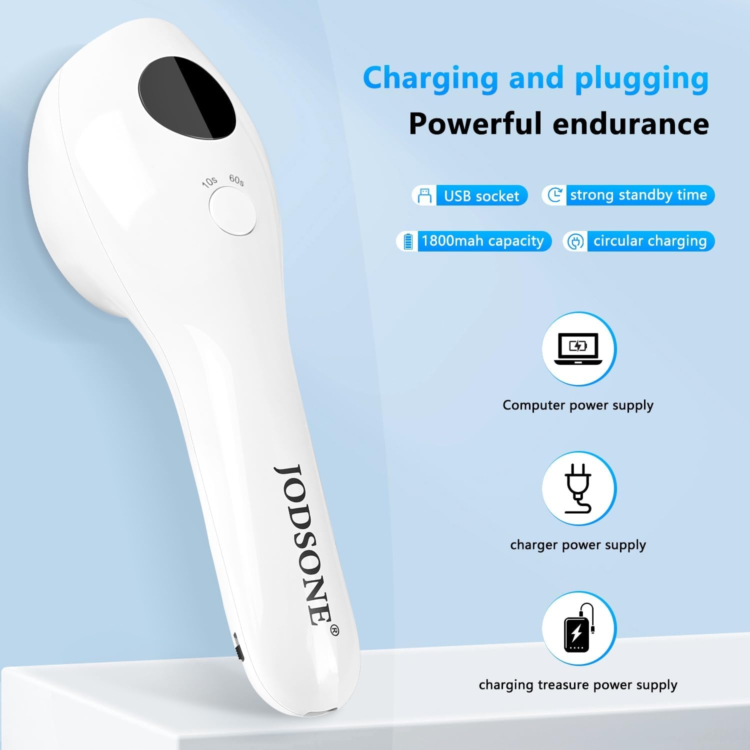 JODSONE Cordless Mini U V Portable Handheld Nail Lamp Rechargeable Model with LED Display Fast Drying for Home Traveling(Lamp-white Sq613) - view 3