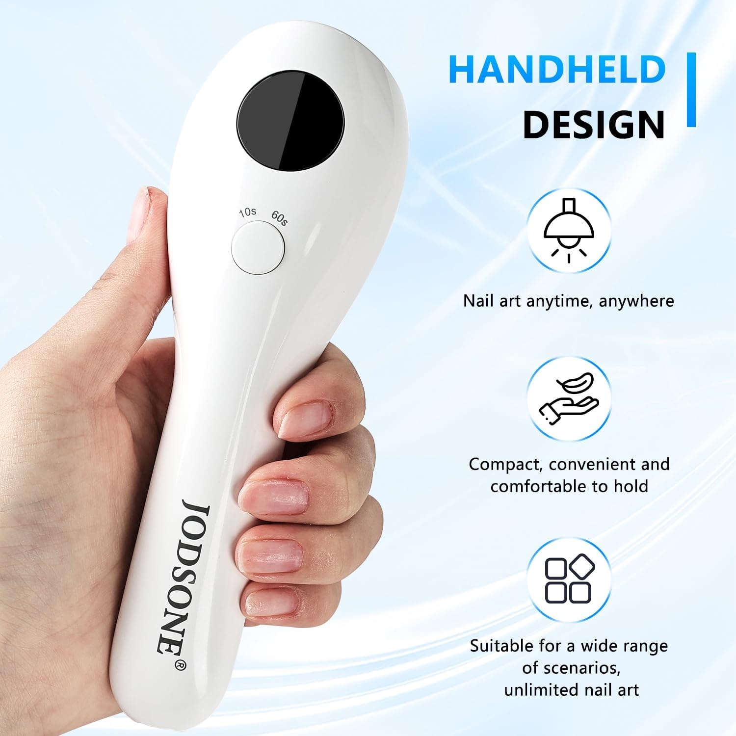 JODSONE Cordless Mini U V Portable Handheld Nail Lamp Rechargeable Model with LED Display Fast Drying for Home Traveling(Lamp-white Sq613) - view 5
