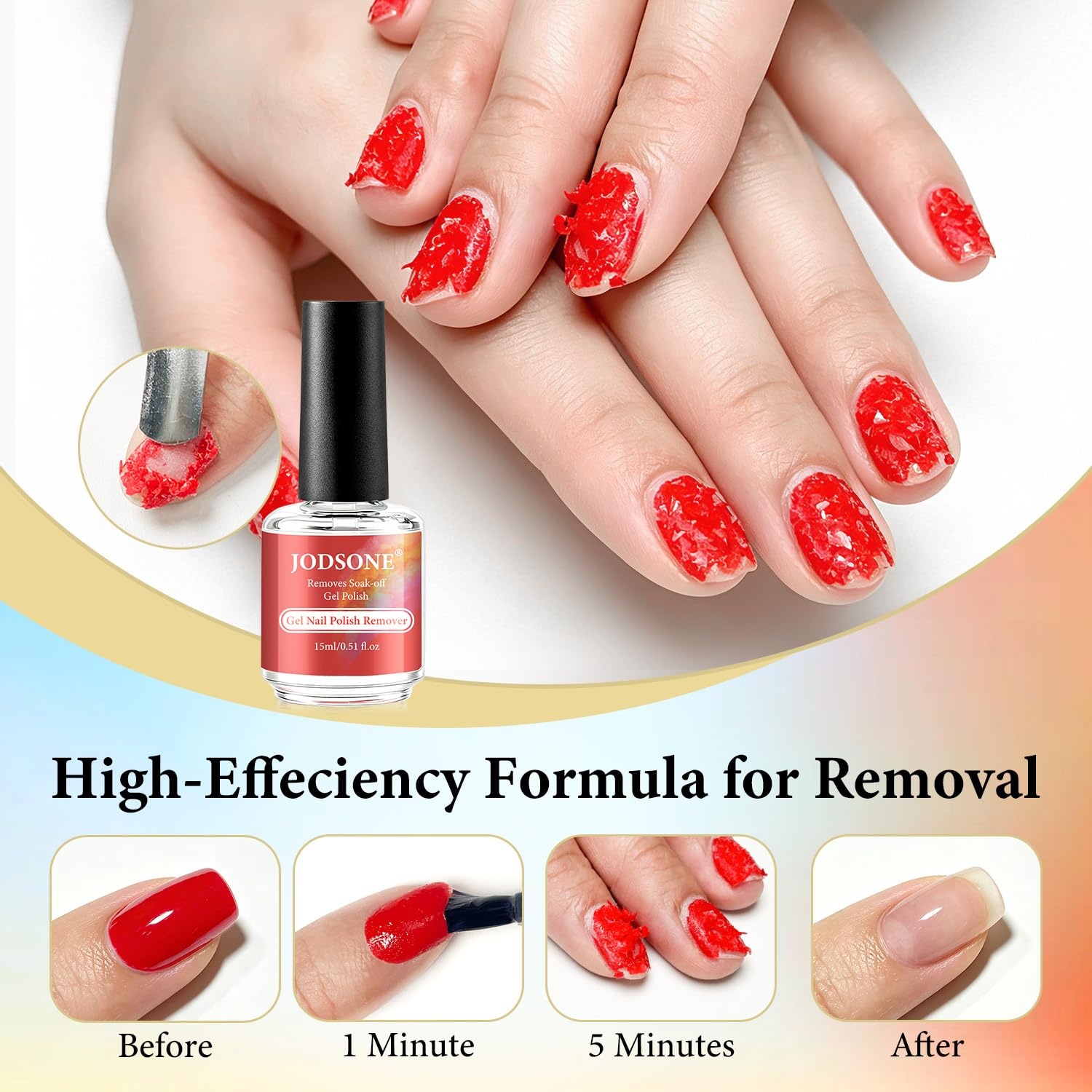 JODSONE 15ML Gel Nail Polish Remover No Need Soaking or Wrapping Gel Remover for Nails 3-5 Minutes Easy And Quick(A08)