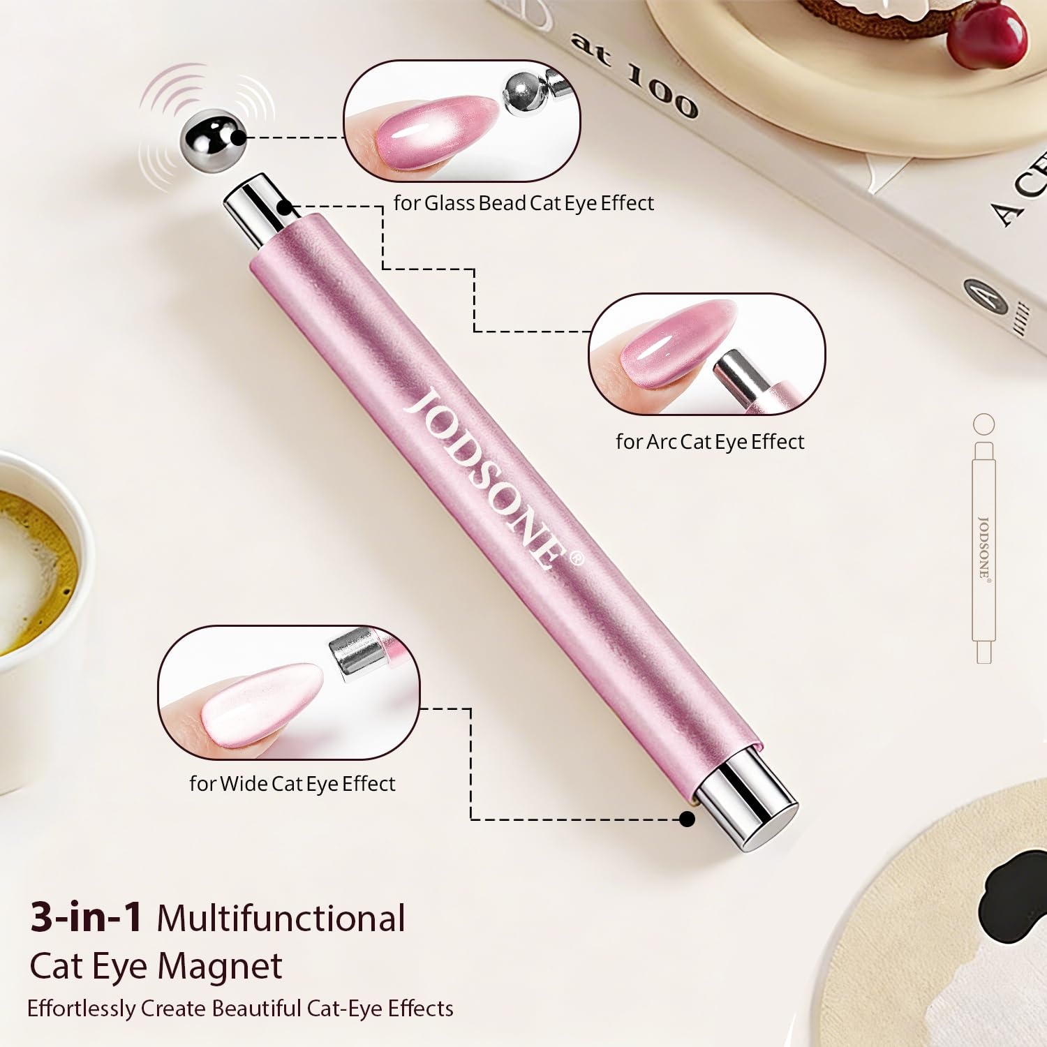 JODSONE 16.5ml Cat Eye Gel Nail Polish Silver Glitter Magnetic Reflective Translucent Need U V Curing(A0 – Pink Cat Eye Magnet Set) - view 2