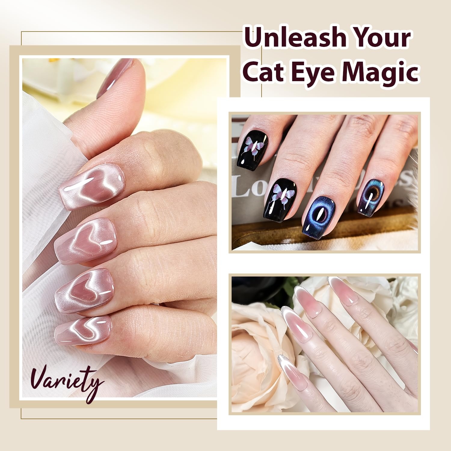 JODSONE 16.5ml Cat Eye Gel Nail Polish Silver Glitter Magnetic Reflective Translucent Need U V Curing(A0 – Pink Cat Eye Magnet Set) - view 6