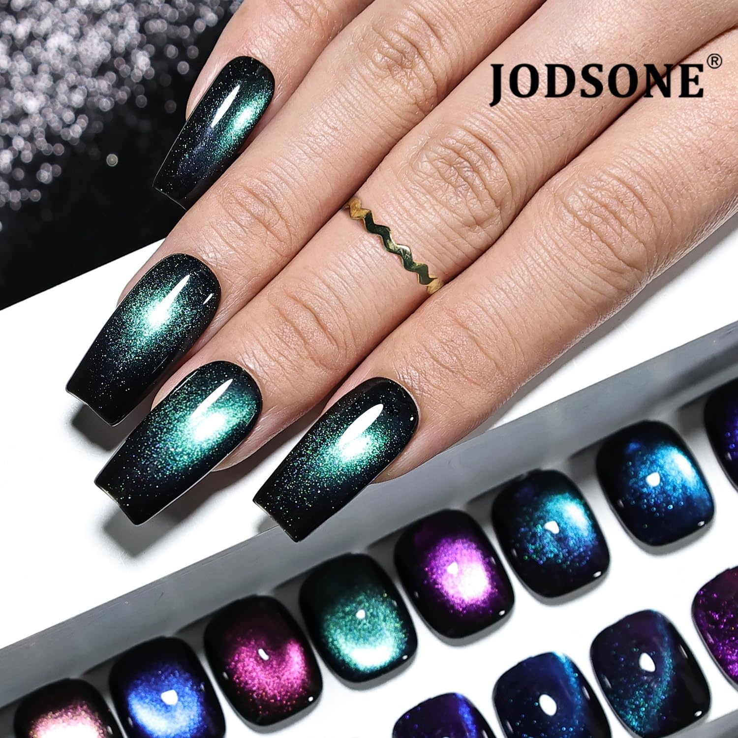 JODSONE Cat Eye Gel Nail Polish Set 10 Colors with Base Coat and Top Coat Magnetic Stick DIY Nail Art at Home(10Color-CE-16) - view 4