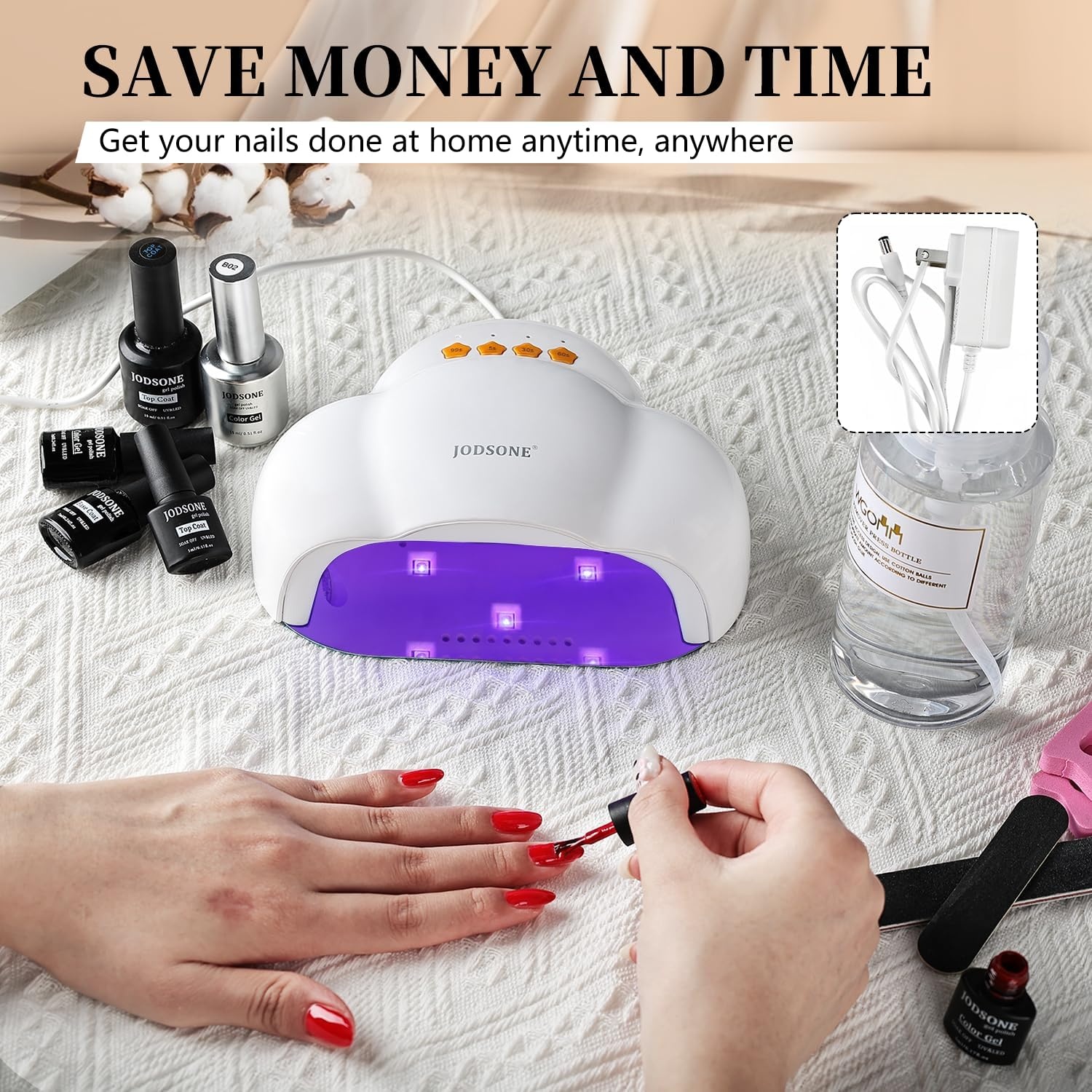 JODSONE Cloud-Shaped Nail Lamp with 4 Timers & Automatic Sensor for Home Dryer Manicure White(A002) - view 5