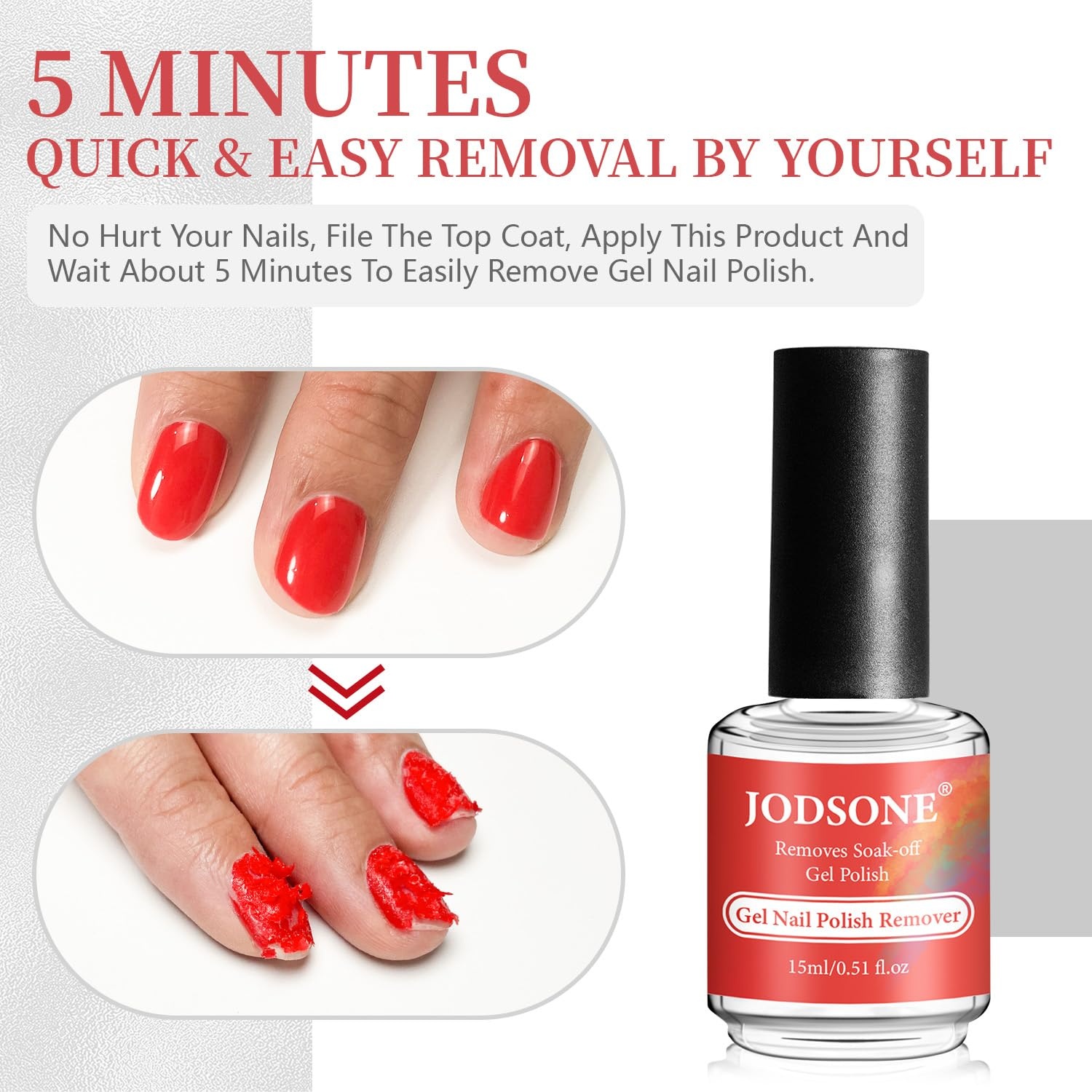 JODSONE 15ML Gel Nail Polish Remover No Need Soaking or Wrapping Gel Remover for Nails 3-5 Minutes Easy And Quick(A05)