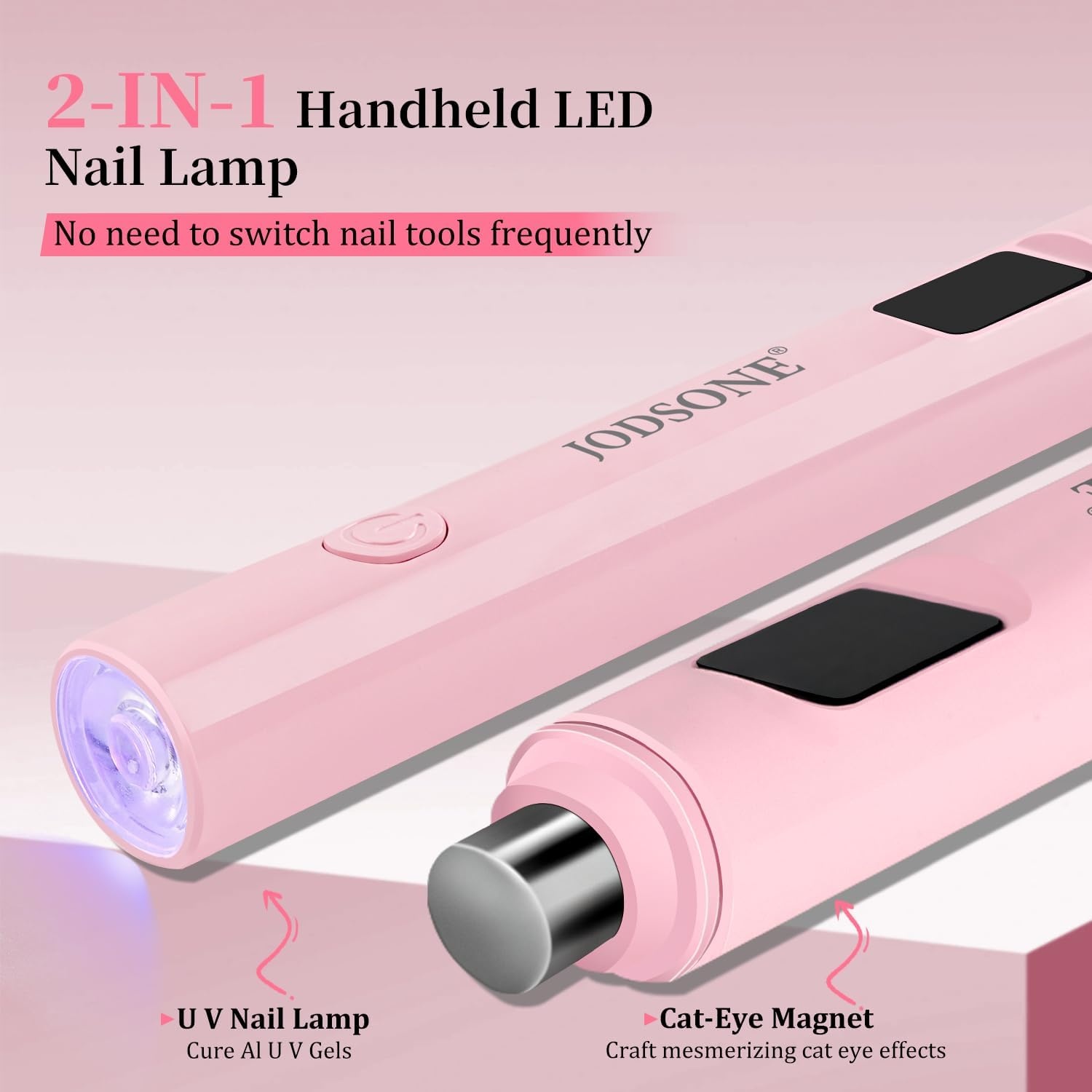 JODSONE Handheld Small U V Nail Lamp with Magnet and LCD Display Rechargeable Portable Mini Nail Lamp for Home DIY Manicure Pink(Pink) - view 2