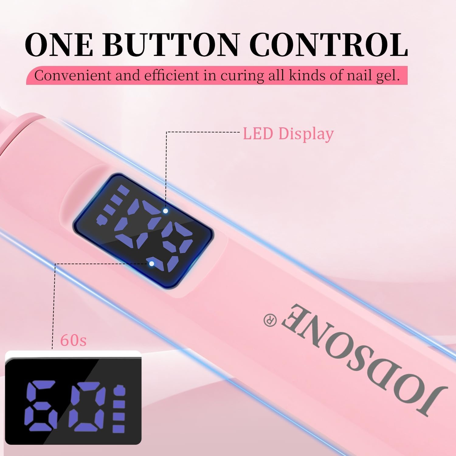 JODSONE Handheld Small U V Nail Lamp with Magnet and LCD Display Rechargeable Portable Mini Nail Lamp for Home DIY Manicure Pink(Pink) - view 4
