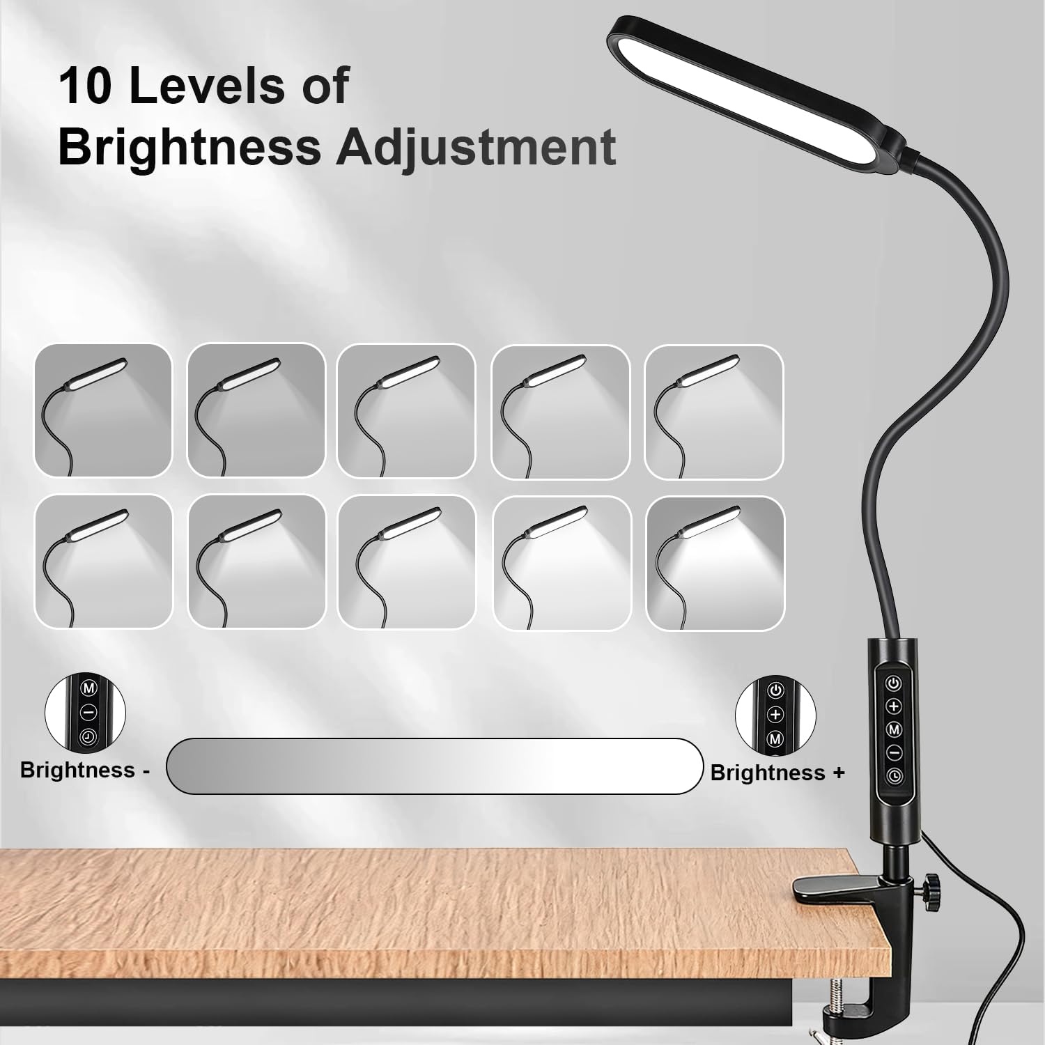 JODSONE LED Manicure Table Lamp for Nail Techs 360°Adjustable Gooseneck Arm Professional Nail Desk Light Dimmable 3 Color Temps for Gel Nails Art, White - view 2