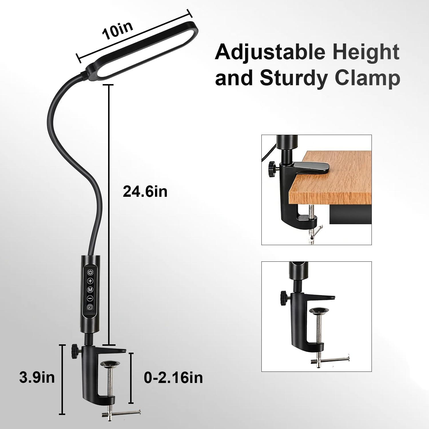 JODSONE LED Manicure Table Lamp for Nail Techs 360°Adjustable Gooseneck Arm Professional Nail Desk Light Dimmable 3 Color Temps for Gel Nails Art, White - view 6