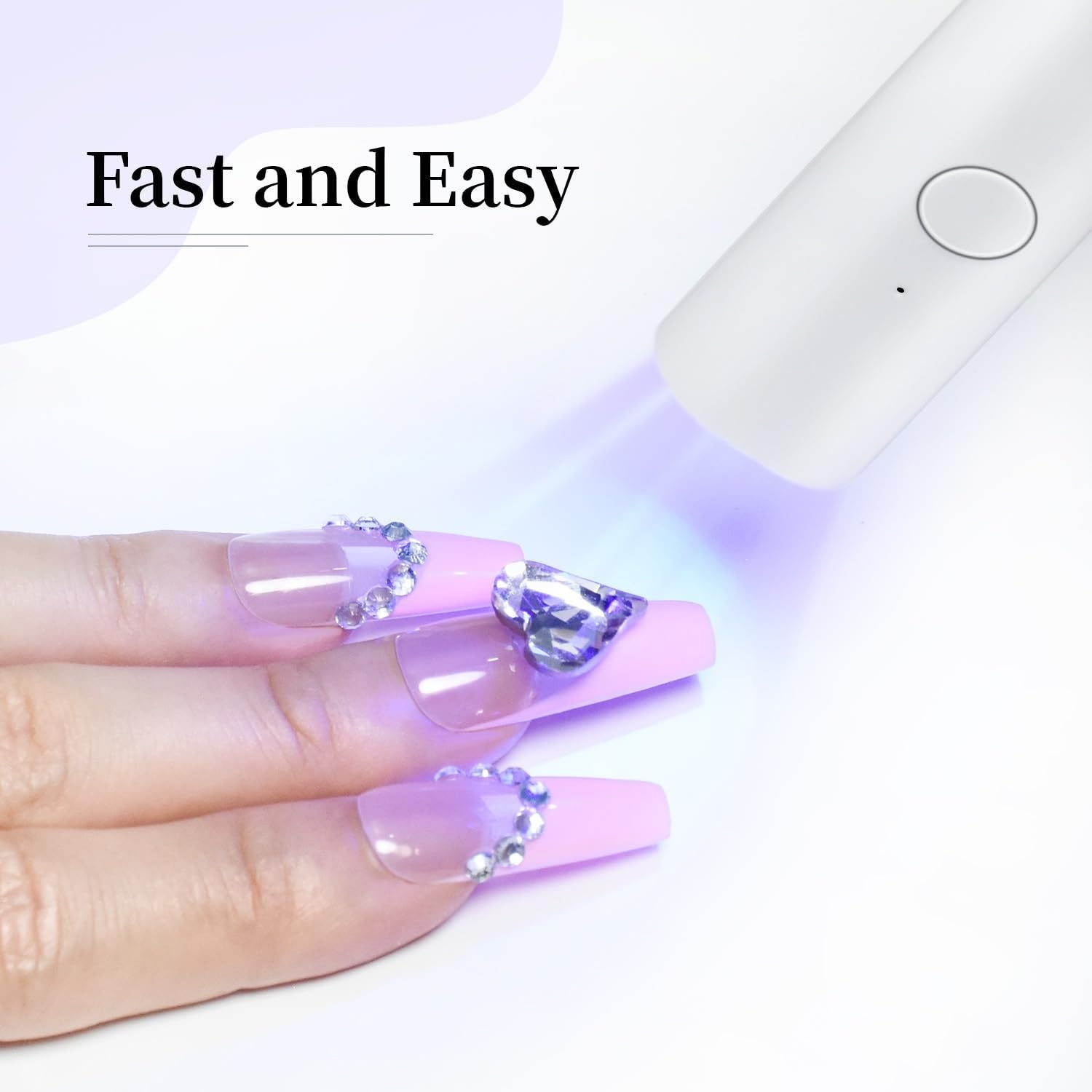 JODSONE Handheld Small U V Nail Lamp with Magnet and LCD Display Rechargeable Portable Mini Nail Lamp for Home DIY Manicure Pink(Light White)