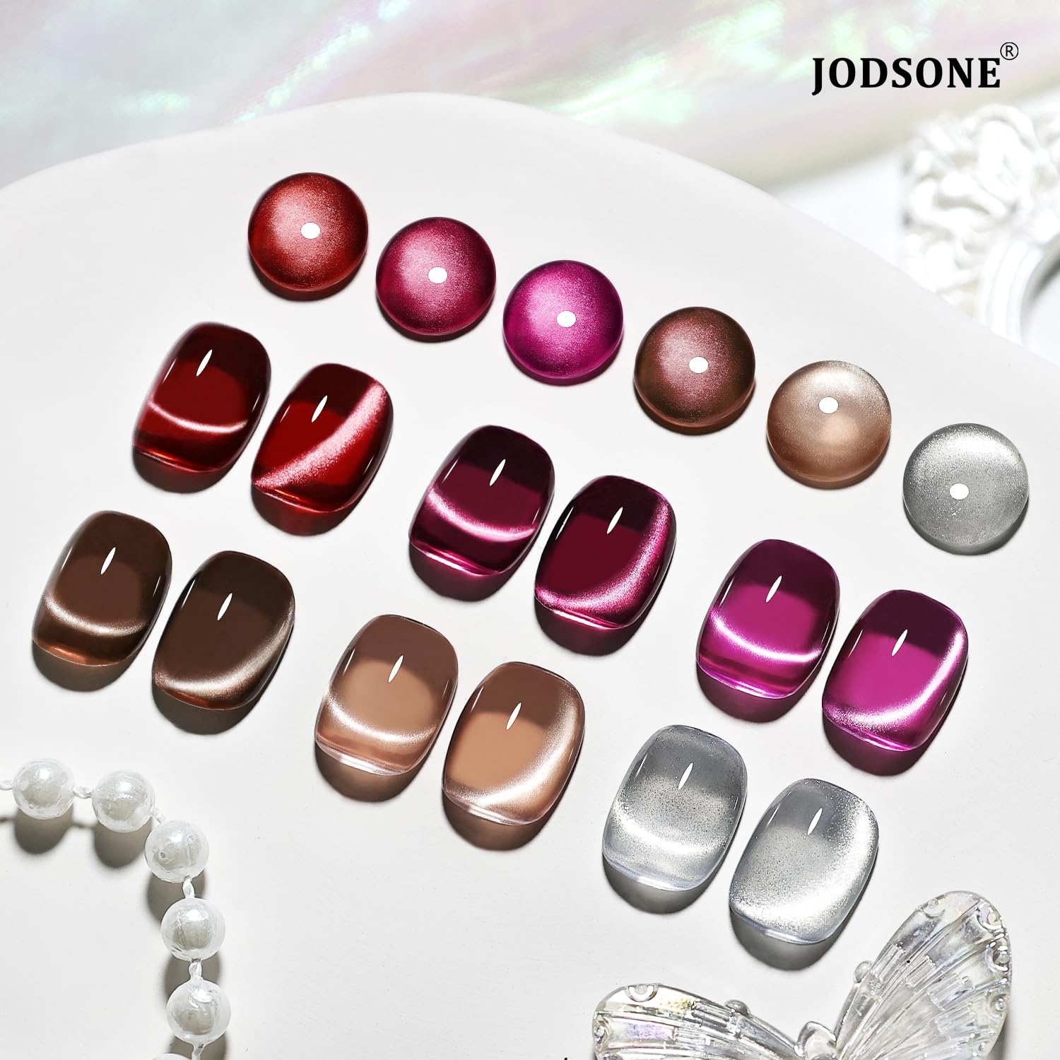JODSONE 16.5ml Cat Eye Gel Nail Polish Silver Glitter Magnetic Reflective Translucent Need U V Curing(10ML 6Pcs 6Colors-14) - view 4