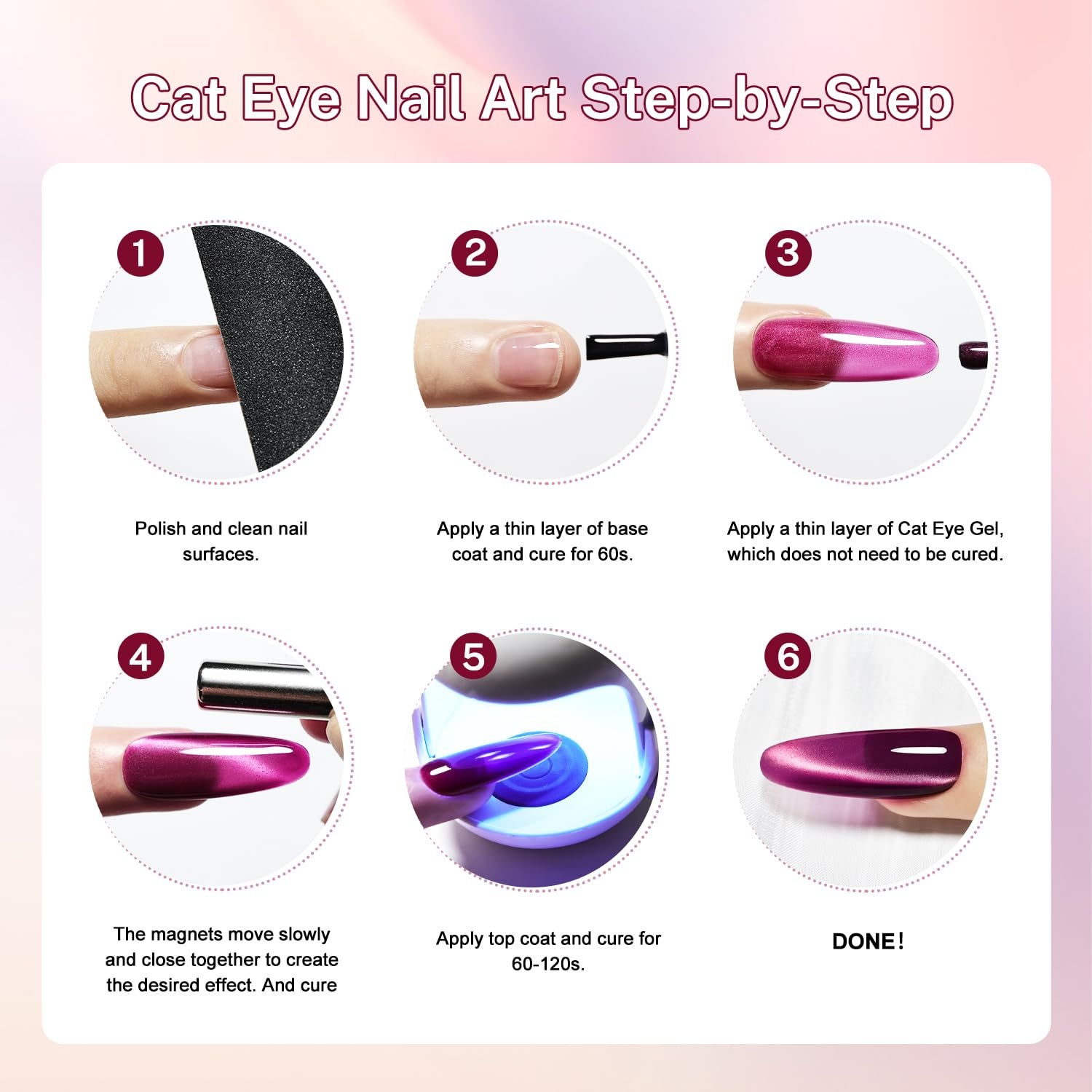 JODSONE 16.5ml Cat Eye Gel Nail Polish Silver Glitter Magnetic Reflective Translucent Need U V Curing(10ML 6Pcs 6Colors-14) - view 5