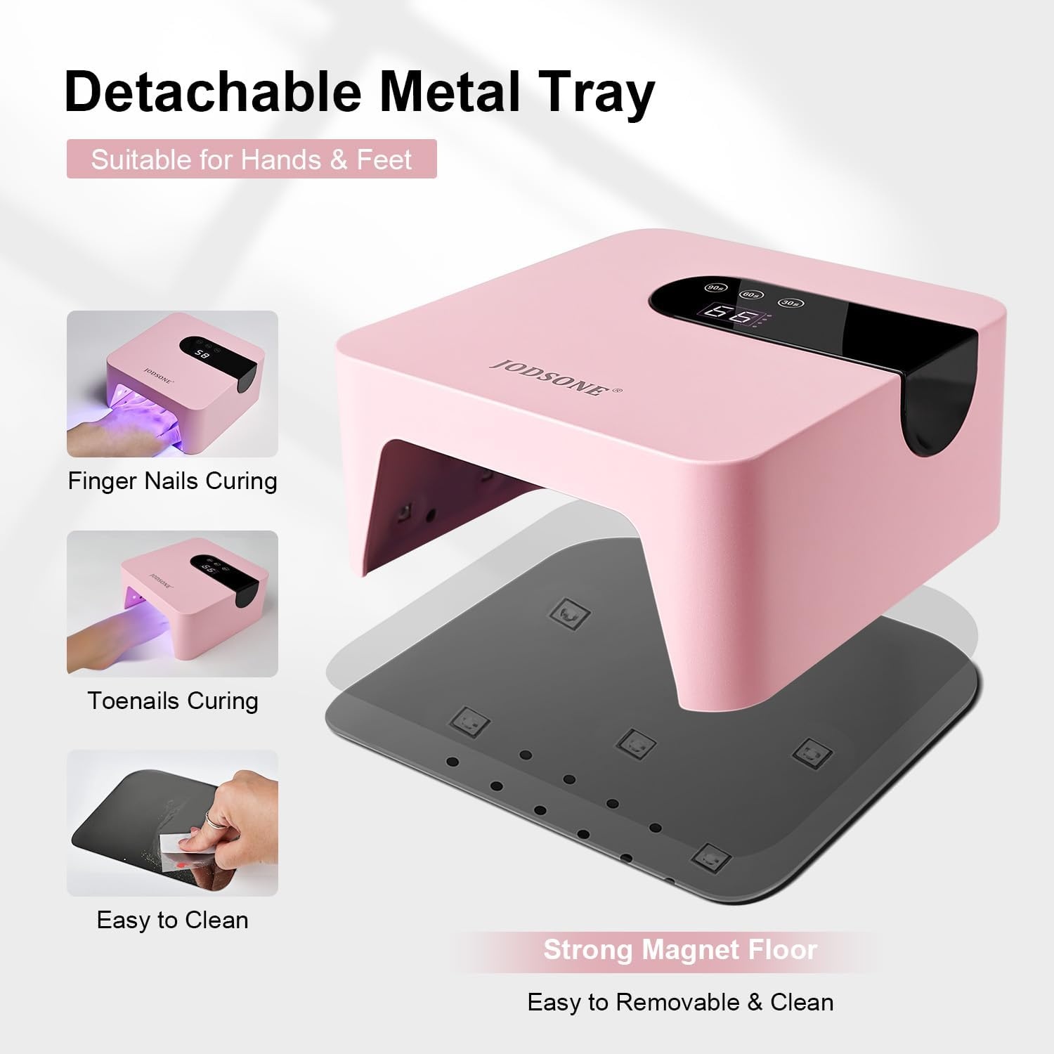 JODSONE U V Nail Lamp Rechargeable Portable with 3 Timers and LCD Display Screen for Cordless Nail Dryer Gel Pink(H10-pink) - view 2
