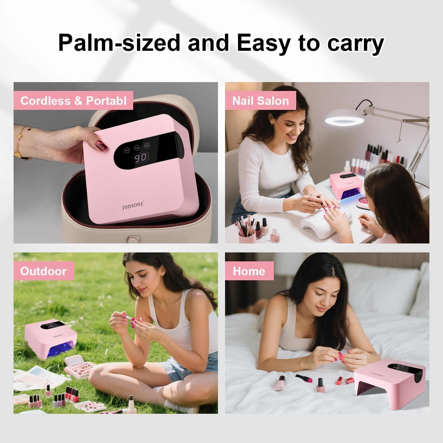 JODSONE U V Nail Lamp Rechargeable Portable with 3 Timers and LCD Display Screen for Cordless Nail Dryer Gel Pink(H10-pink) - view 5