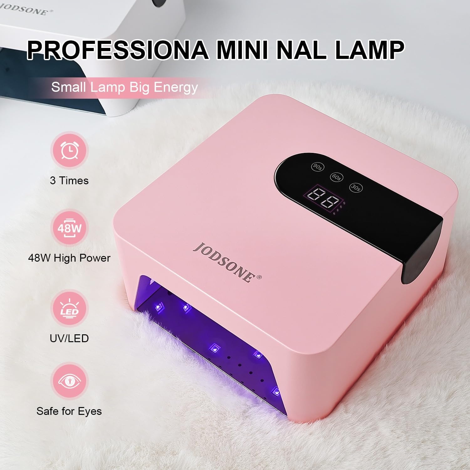 JODSONE U V Nail Lamp Rechargeable Portable with 3 Timers and LCD Display Screen for Cordless Nail Dryer Gel Pink(H10-pink) - view 6