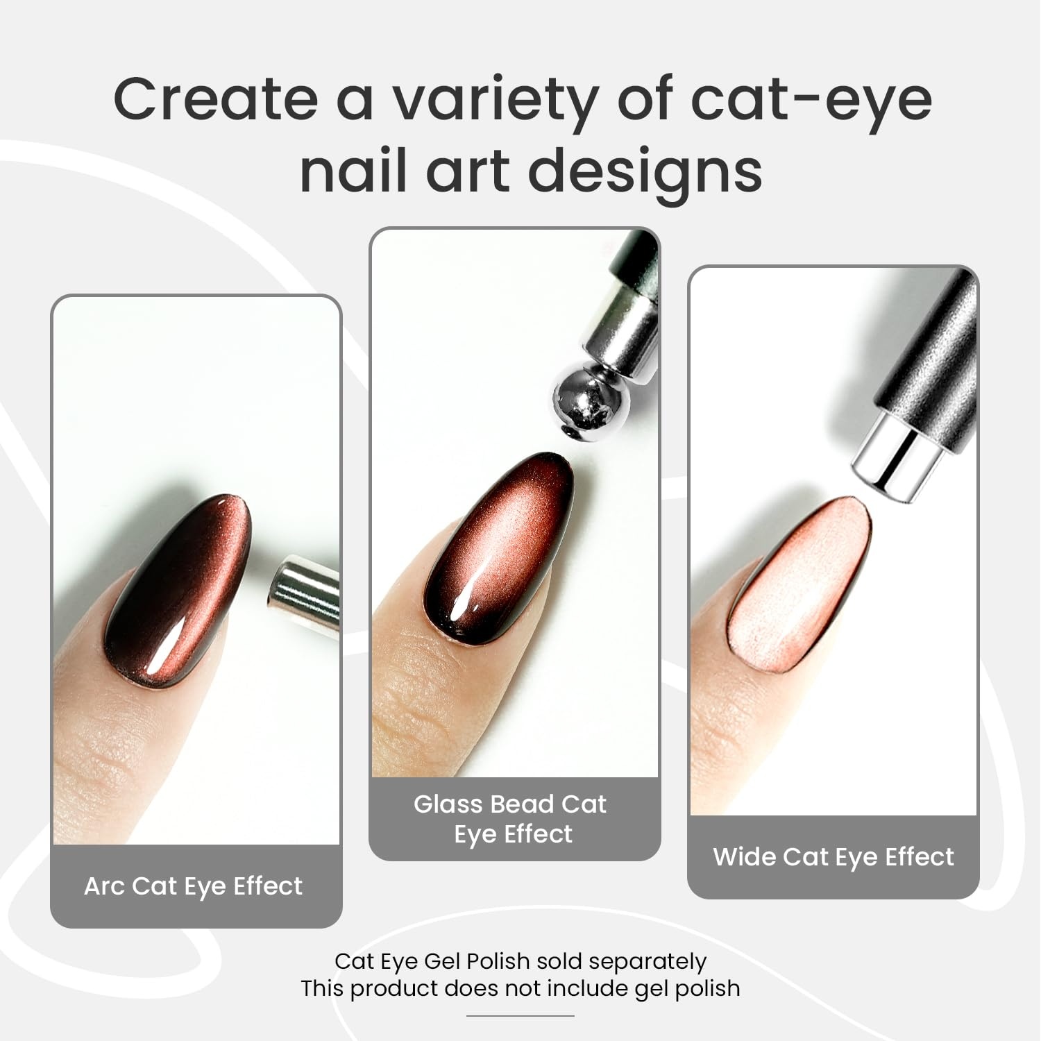 JODSONE 3-in-1 Cat Eye Magnet Nail Art Tool,Purple Cylindrical & Round Ball Nail Magnet Pens, Multi-Effect Magnets for Cat Eye Gel Polish DIY at Home Salon(Black) - view 2