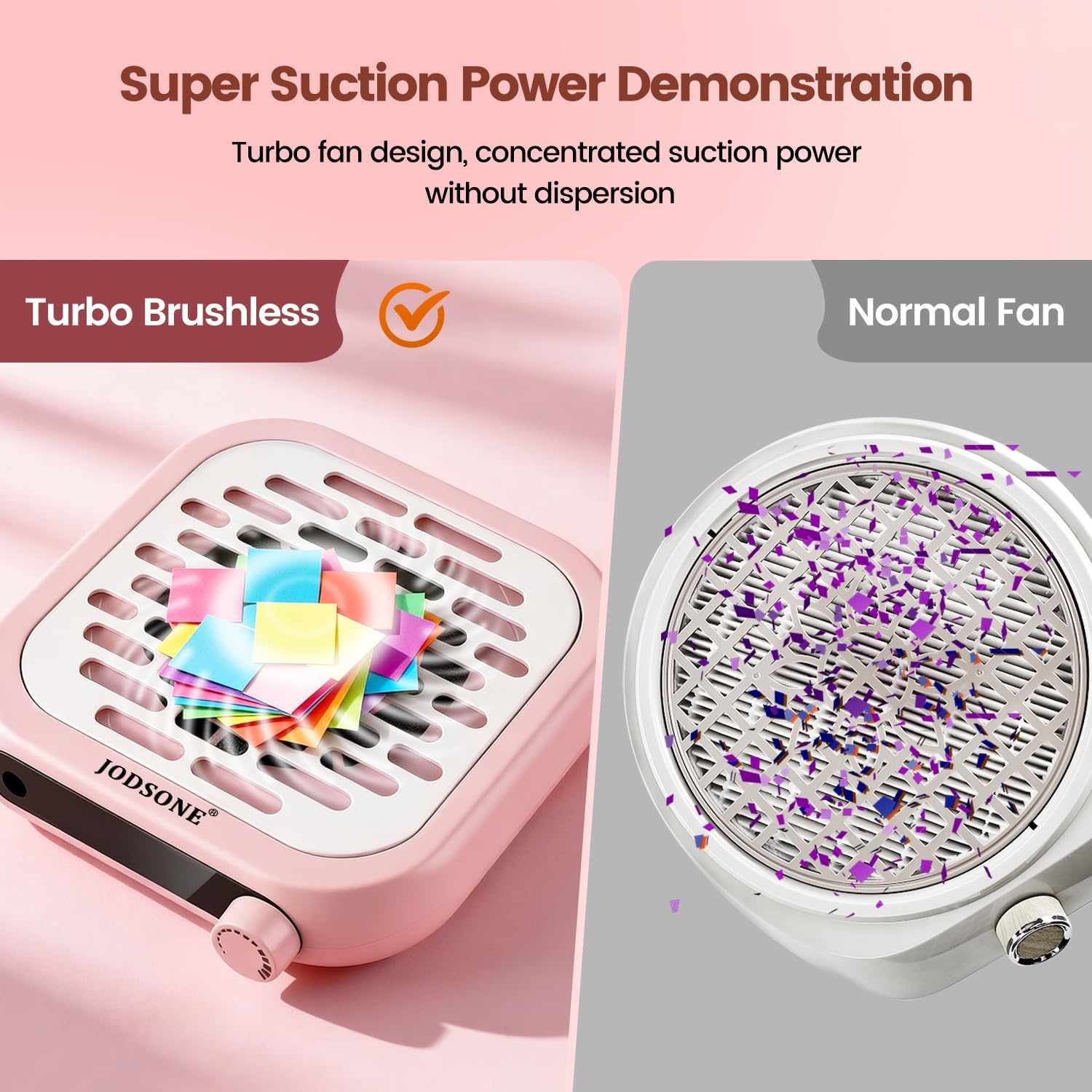 JODSONE 6000RPM Mini Nail Dust Collector PocketSized Low Noise Powerful Suction Portable Nail Salon with 30 Filters Purple(Mini-pink) - view 6