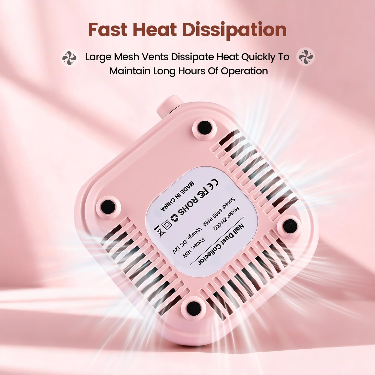 JODSONE 6000RPM Mini Nail Dust Collector PocketSized Low Noise Powerful Suction Portable Nail Salon with 30 Filters Purple(Mini-pink) - view 7