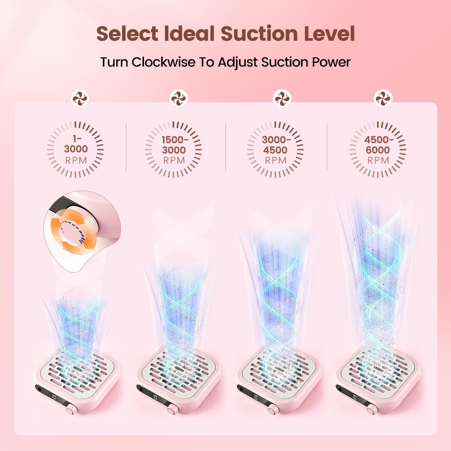 JODSONE 6000RPM Mini Nail Dust Collector PocketSized Low Noise Powerful Suction Portable Nail Salon with 30 Filters Purple(Mini-pink) - view 8