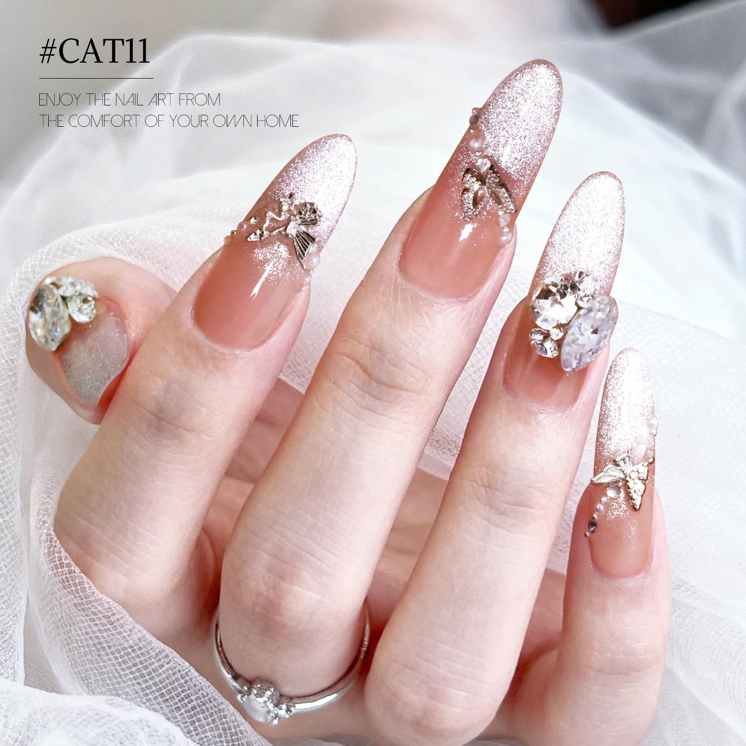 JODSONE Gold Glassy Cat Eye Gel Nail Polish 16.5ml,Holographic Magnetic Cat Eye Gel Polish with Magnet,Reflective Translucent Need U V Curing Salon Gift for Girl & Women,CAT05(16.5ML-CAT11) - view 3