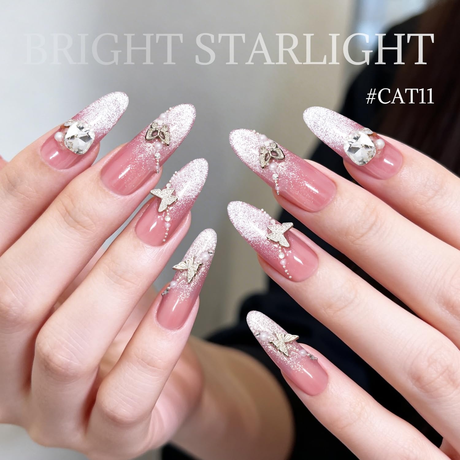 JODSONE Gold Glassy Cat Eye Gel Nail Polish 16.5ml,Holographic Magnetic Cat Eye Gel Polish with Magnet,Reflective Translucent Need U V Curing Salon Gift for Girl & Women,CAT05(16.5ML-CAT11) - view 4