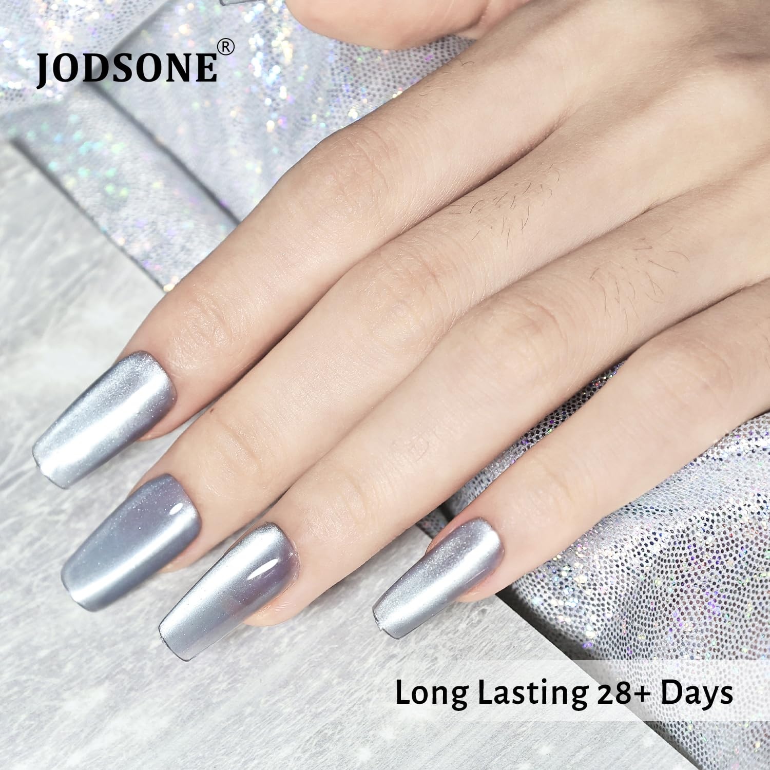JODSONE 16.5ml Cat Eye Gel Nail Polish Silver Glitter Magnetic Reflective Translucent Need U V Curing(2654F-Silver) - view 4