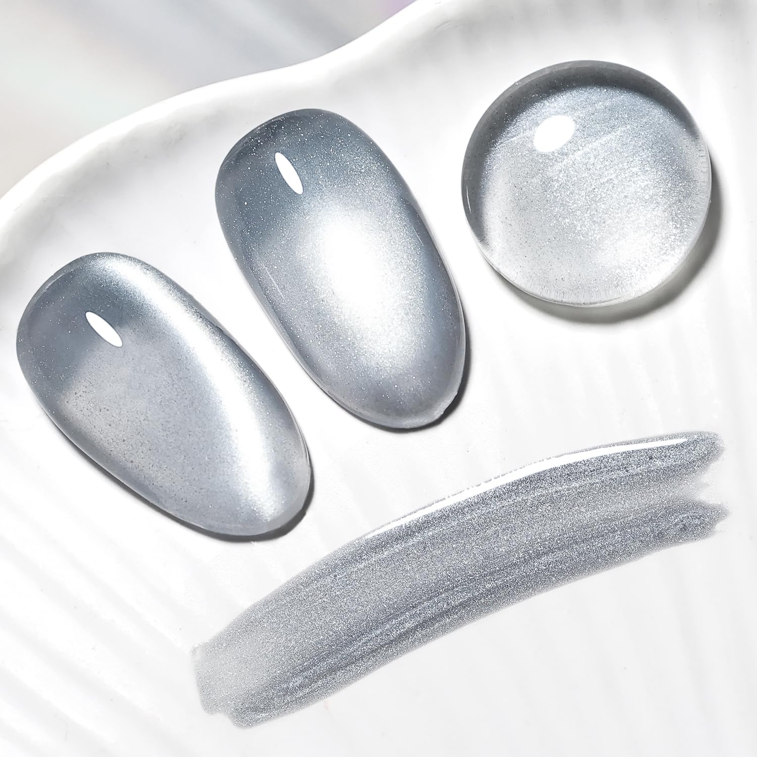 JODSONE 16.5ml Cat Eye Gel Nail Polish Silver Glitter Magnetic Reflective Translucent Need U V Curing(2654F-Silver) - view 5
