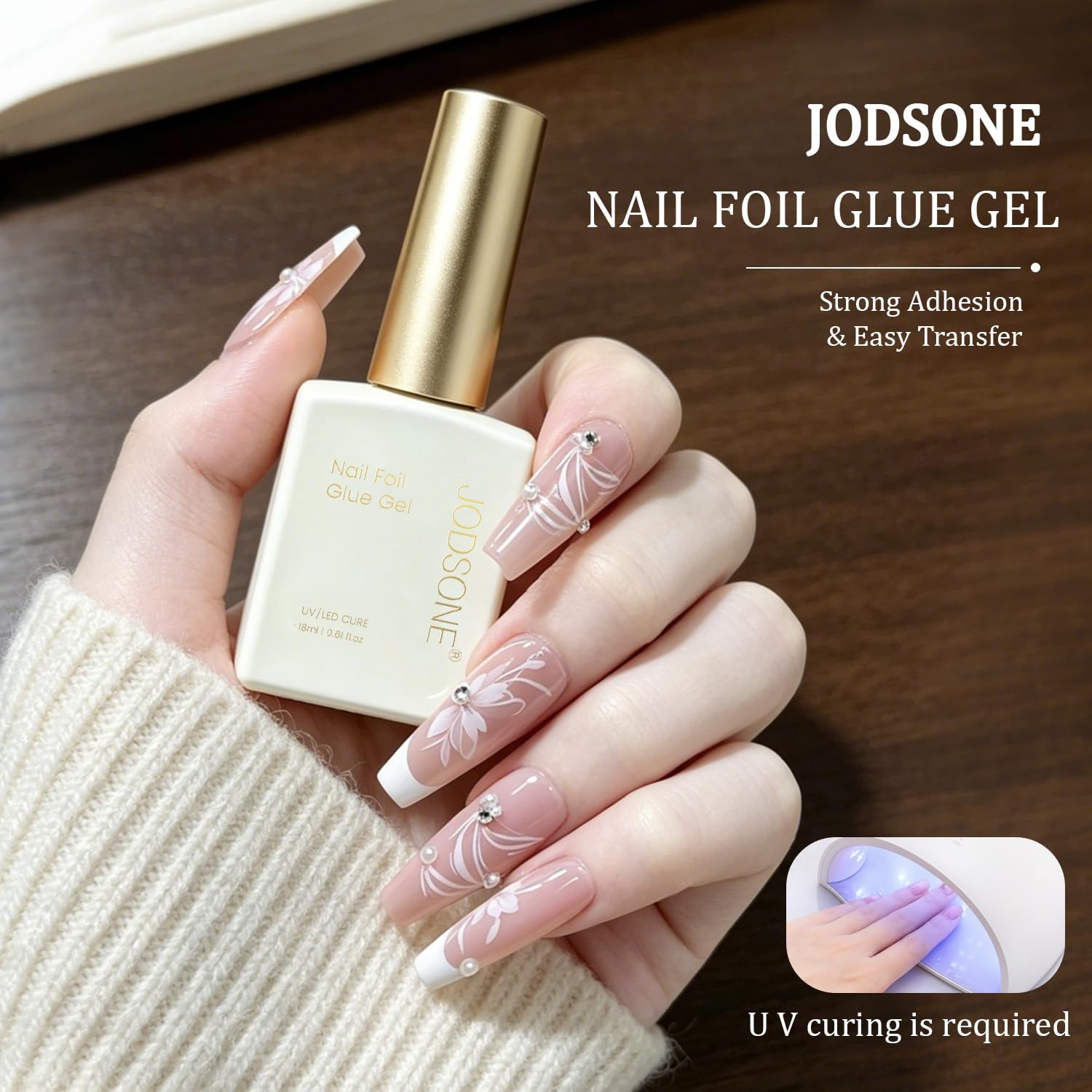 JODSONE 18 mL Nail Foil Glue Gel, Clear Foil Transfer Gel for DIY Nail Art | Strong Adhesion, Easy Application, Helps Transfer Fine Pattern Details, Pairs With Compatible Nail Foils, DIY And Salon Use